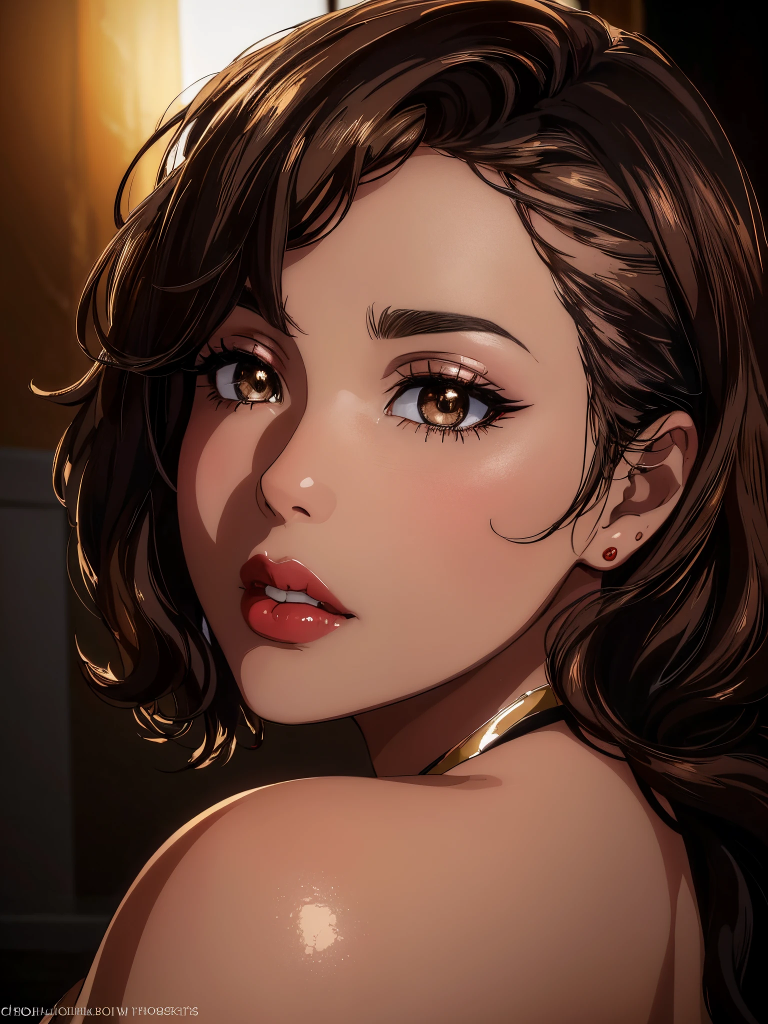 1 milf girl, (dark atmosphere), (highly detailed skin),, cleavage,((old Japanese style)) ,8k quality, ultra sharp, ultra realistic detailed, yellow eyes,red hair,