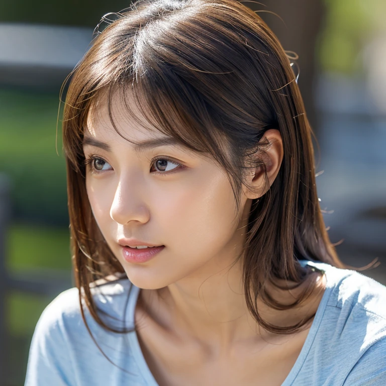 doress、(Photorealsitic:1.4)、(hyper realisitic:1.4)、(realisitic:1.3)、(Smooth lighting:1.05)、(Improved lighting quality in movies:0.9)、32K、1girl in、20 years girl、Realistic lighting、back lighting、Facial light、raytrace、(brightened light:1.2)、(enhanced quality:1.4)、(Top quality real texture skins:1.4)、finely eye、finerly detailed face、Fine quality eye、(Tired, sleepy and satisfied:0.0)、 close up of face、tshirts、(enhance body line mood:1.1)、(Increase the beauty of skin texture:1.1)、Japanese and half Asian、Desportivo