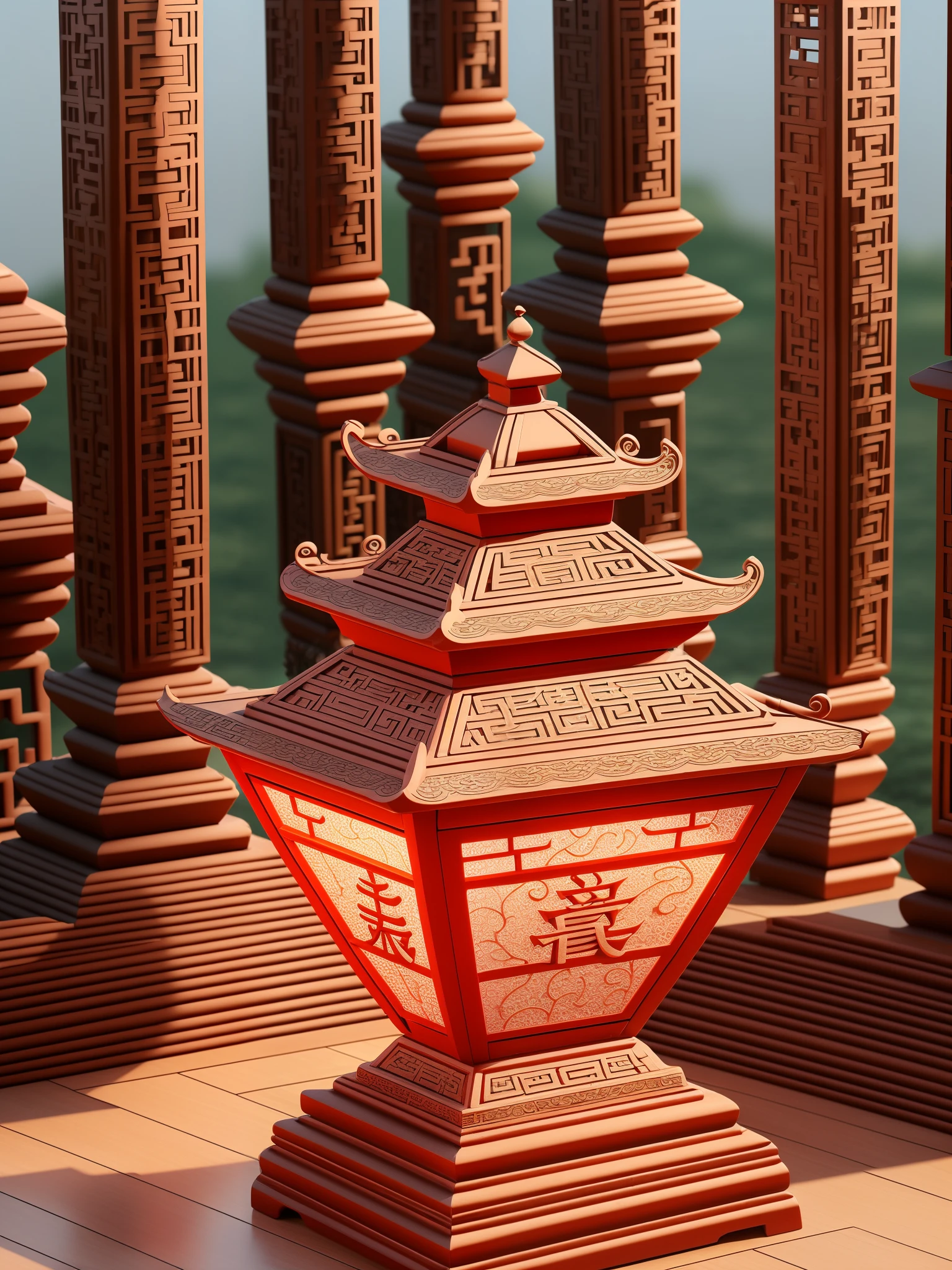 3D font Chinese style architectural decoration Lantern Festival words --auto --s2