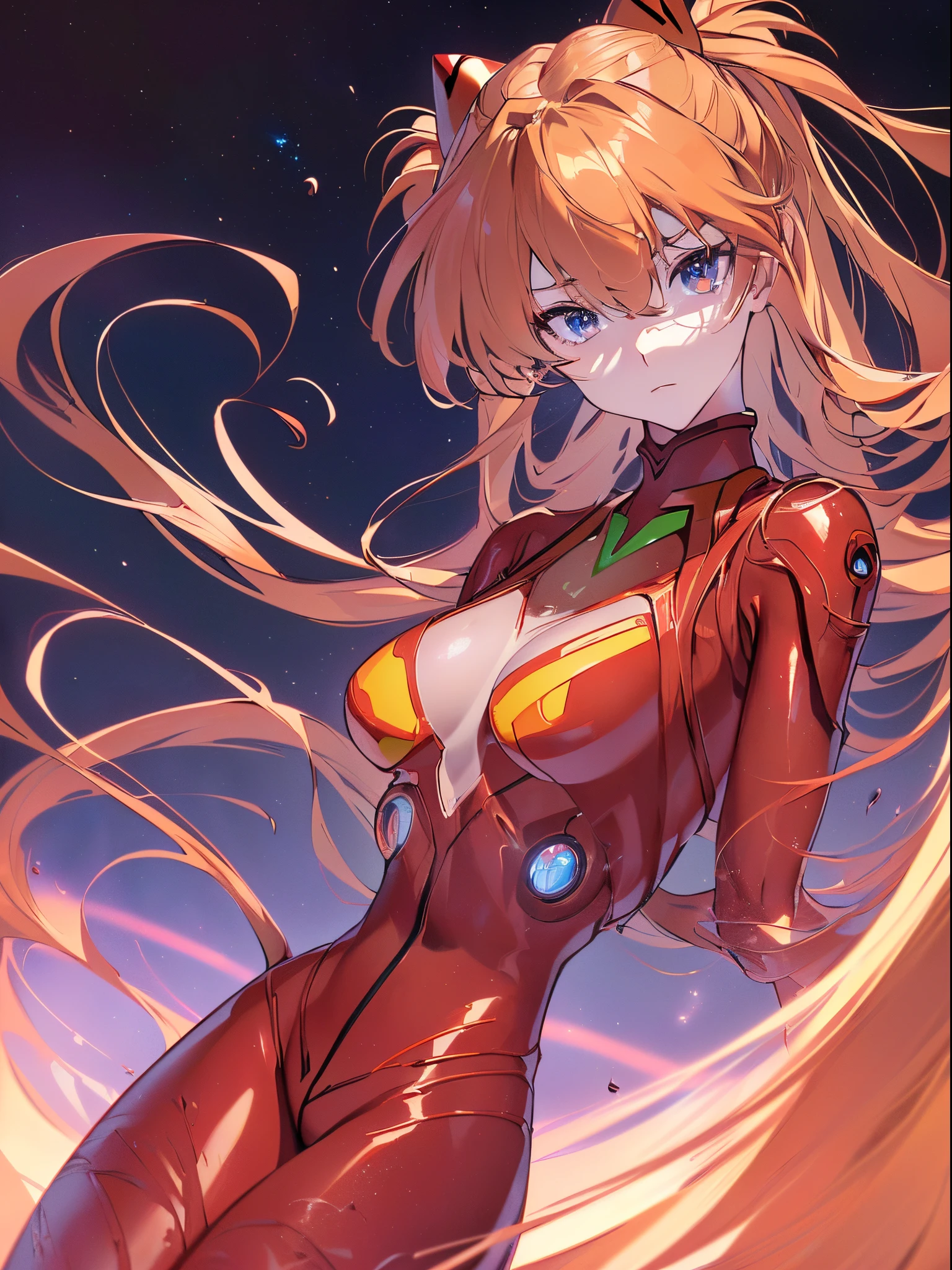 NSFW、((Souryu Asuka Langley, Interface headset, Red bodysuit:1.4, Blonde)),爆乳,(Beautiful and detailed eyes:1.1),(deadpan,Closed mouth),(Standing), 1girl in,Solo,(masutepiece,Best Quality, Official art,Aim for an audience, Beautiful and aesthetic:1.2),(超A high resolution,spirals, Golden ratio, (4K), See from above,((On the earth)),((in the space)),floating,good lighting, (Photon mapping, Radio City, Physically-based rendering,Automatic White Balance), technological sense,amazing,Sharp Focus,Rich background, (((High detailed skin,)))Dynamic lighting,intricate detailed outfit,Glowing eyes,Watery eyes,(masterpiece sidelighting),(a beauty girl,The sheen),[[Delicate fingers and hands:0.55]::0.85],(Detail fingers),((((SLR camera lens in the eye,Ultra Photographic Quality,Fisheye,ultra wide-angle)))),((unbelievable Ridiculous)),Micro Shot,((extremely_Detailed_Eyes_And_Face)),(disheveled hair),darkness,Film Girl