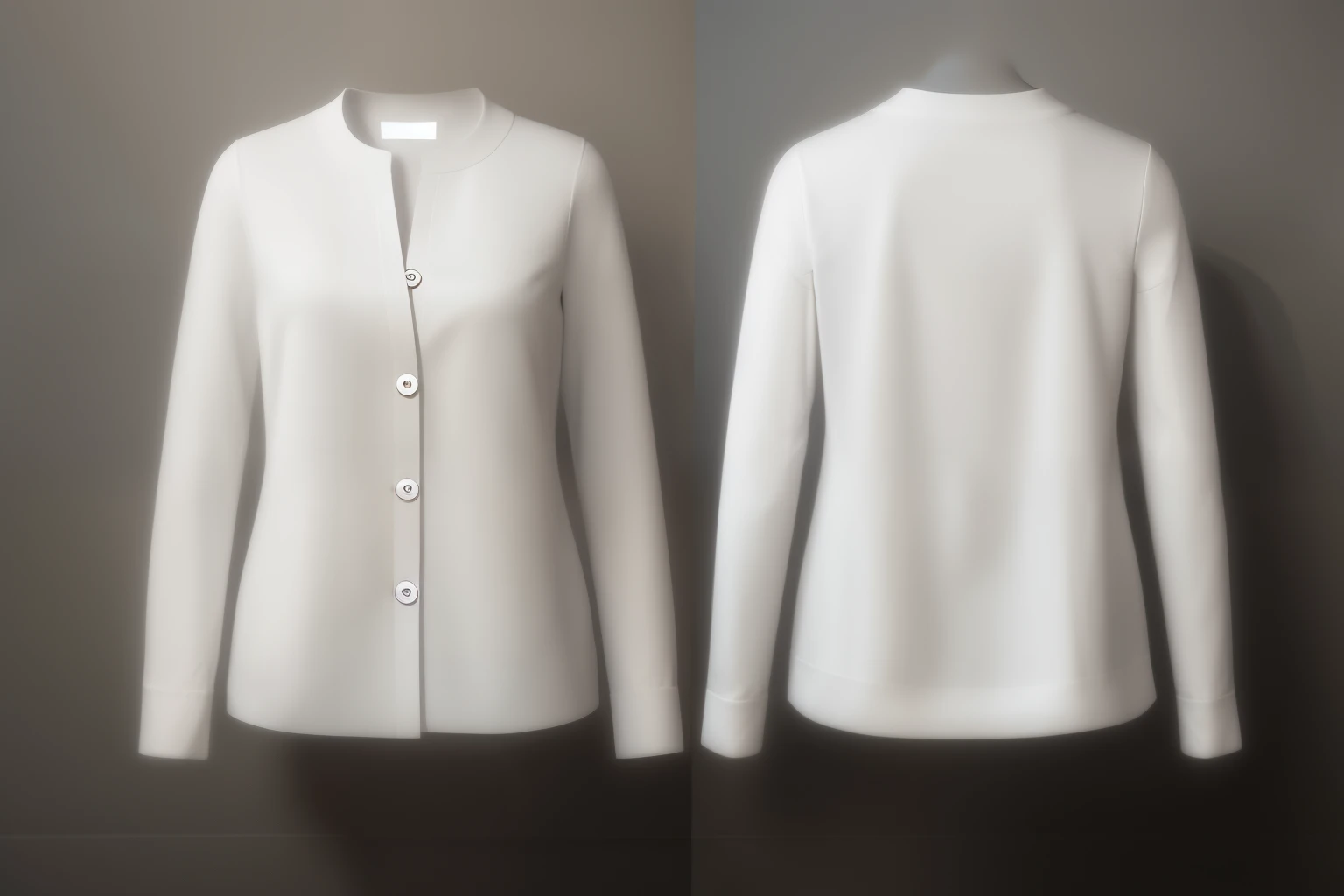 two images of a white shirt with a button down front and back, realistic clothing, realistically rendered clothing, highly detailed clothing, clothes high detail, detailed clothes, detailed clothes texture, casual white garment, photorealistic detailed picture, detailed clothing, front and back, white jacket, white clothing, 3 d white shiny thick, smooth white tight clothes suit