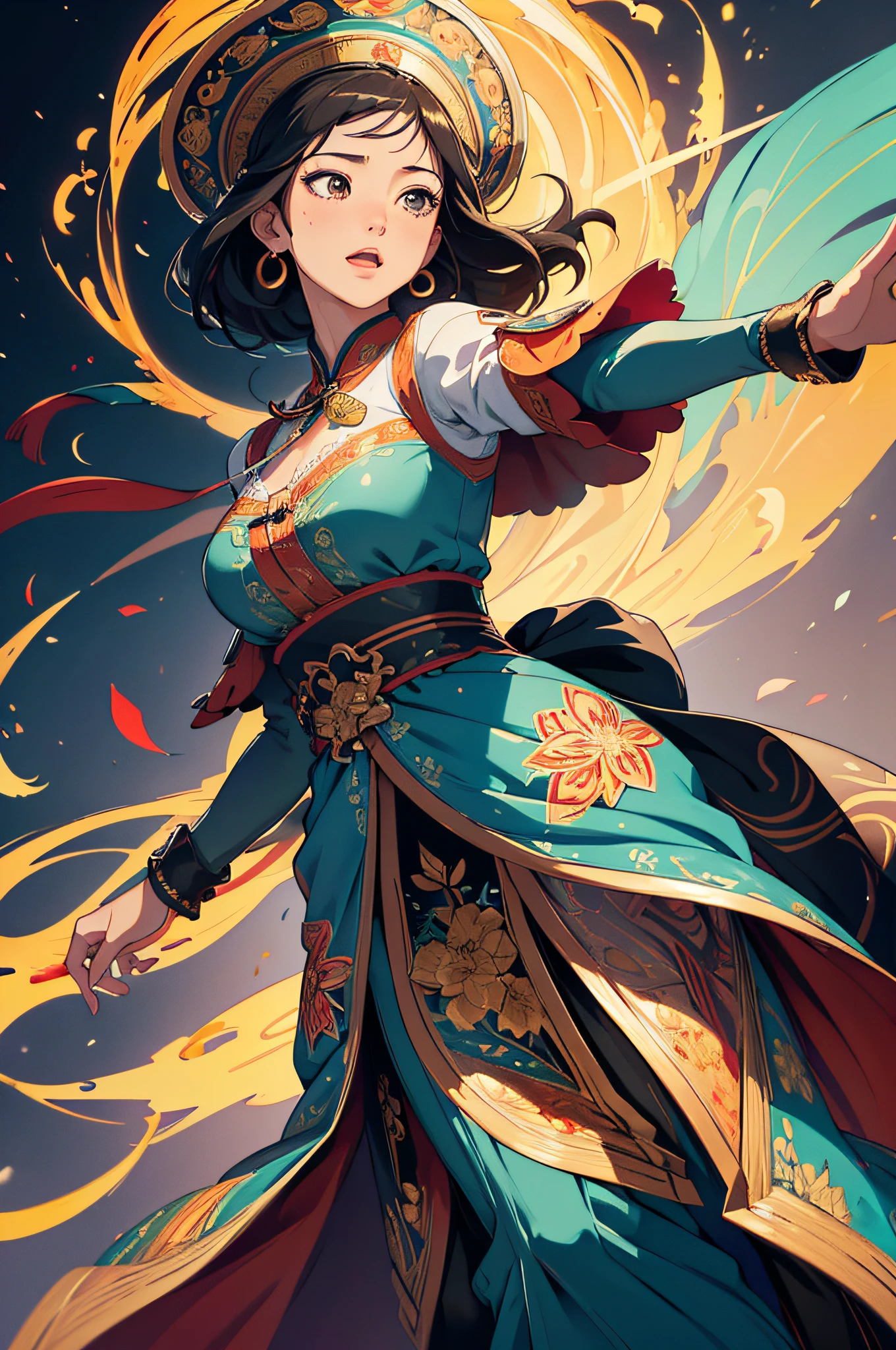 (Best quality at best,4K,8K,A high resolution,tmasterpiece:1.2),ultra - detailed,(actual,realisticlying,Photorealistic:1.37),vivd colour,bokeh,hand drawn look,Stable subject diffusion tips for large format printing "Zhuang brocade pattern personification,plethora of colors,Full body lesbian,vivid and vibrant" Sam:
"Colorful textile style portrait,Featuring vivid details and dynamic poses"
Labels: sportrait, vivd colour, Intricate patterns, Detailed features, full bodyesbian, hand drawn look, Traditional art style, Energetic posture, Expressive faces, Lively personality, Textile texture, A high resolution, large format printing, Please note the bokeh effect,Tags arranged in order of importance, Start with the most important.