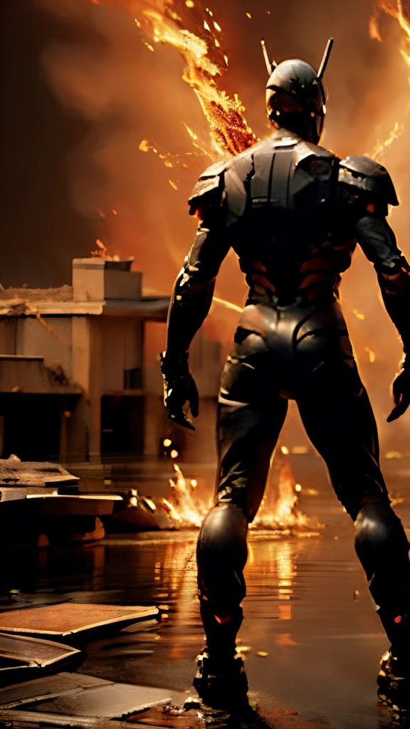 sole_female, sole_male, full body detailed, detailed hands, good fingers, good hands, good legs, red scarf, low hood, (standing back to back),
((epic burning city)), ruins, water floating, explosion, debris, some fire and glitter background,
ultra hd, ultra realistic texture, (flare lens:1.2), (long shot:0.9)
Kamen_Rider_Black_RX