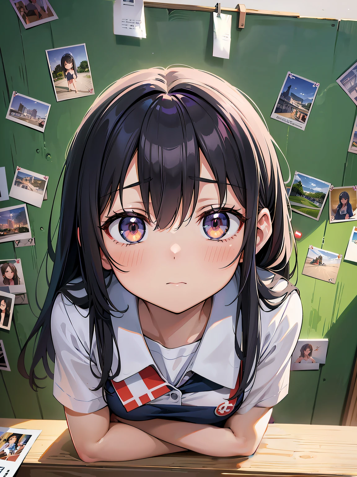 (RAW Photos, Best Quality), (animesque: 1.2), ((((Postcards scattered on the bed)))), ((1womanl)), ((Are sleeping)), ultra-detailliert,