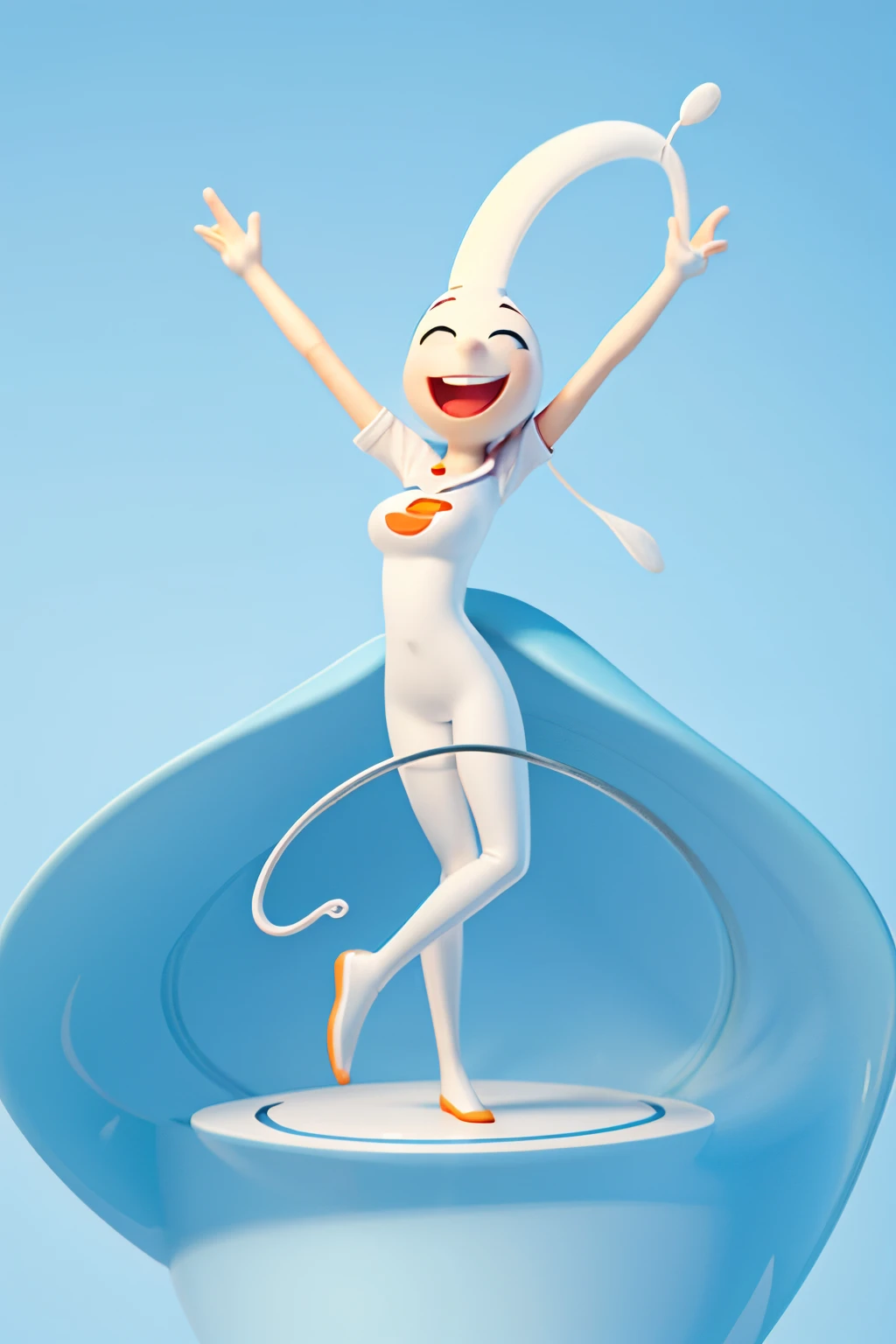A happy cartoon sperm. A mascot for safe sex