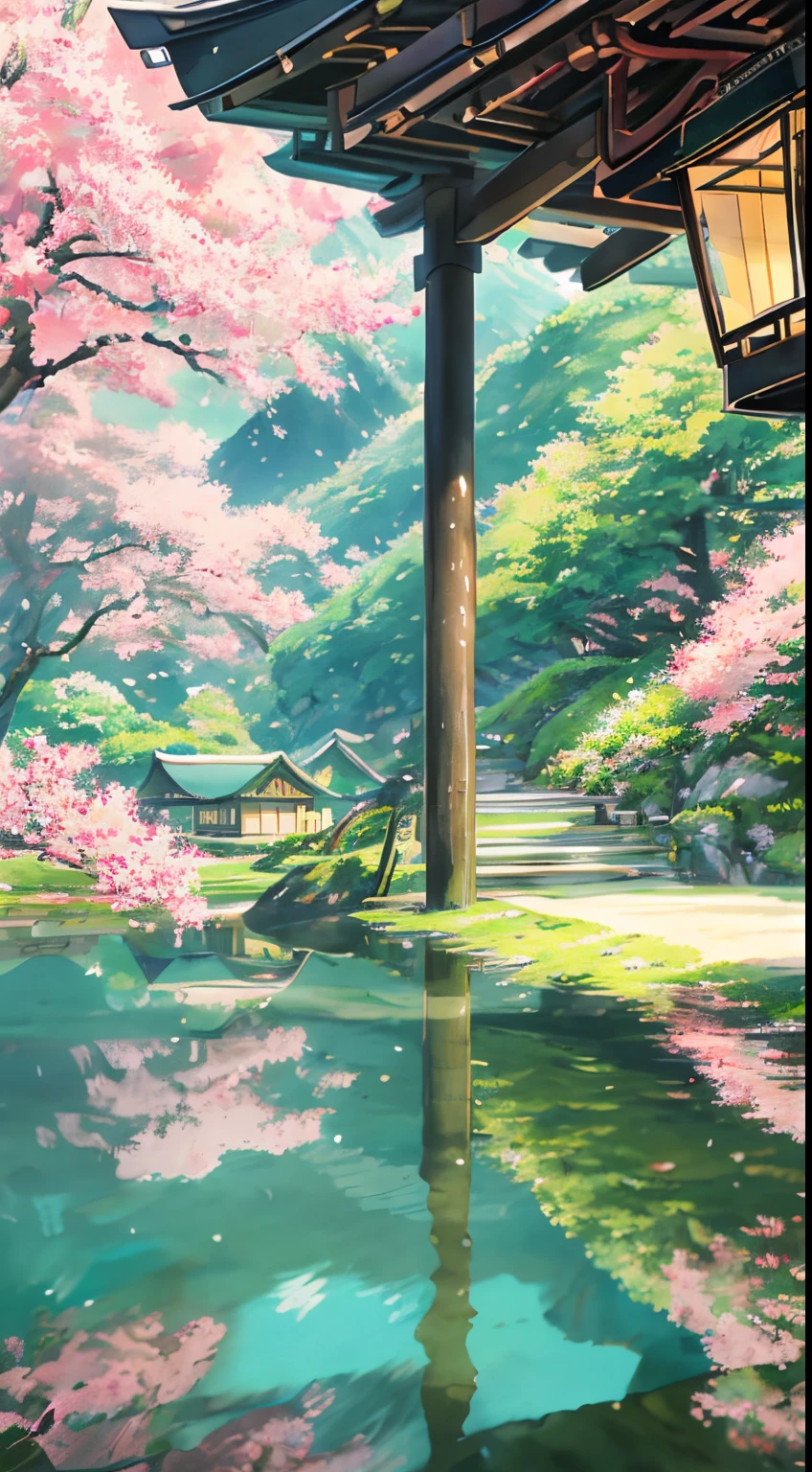 Best Quality,4K,8K,hight resolution,masutepiece:1.2,Ultra-detailed,Realistic:1.37,Beautiful mountain scenery in Ghibli style,Japanese landscape,Ghibli-style illustration,Vibrant colors,Fantastic atmosphere,Foggy Mountains,Flowing river,Winding road,rich greenery,Whimsical architecture,Traditional Japan houses,hidden shrine,hanging torii,Floating Lantern,delicate cherry tree,breezing,soft sunlight,ethereal beauty,Calm tranquility,dreamy ambiance,Neko Bus,cheerful character,Flying creatures,Playful elements,Enchanted World,Animated to life,magical adventure,nostalgic appeal,Incorporates intricate details,full of surprises and fascination