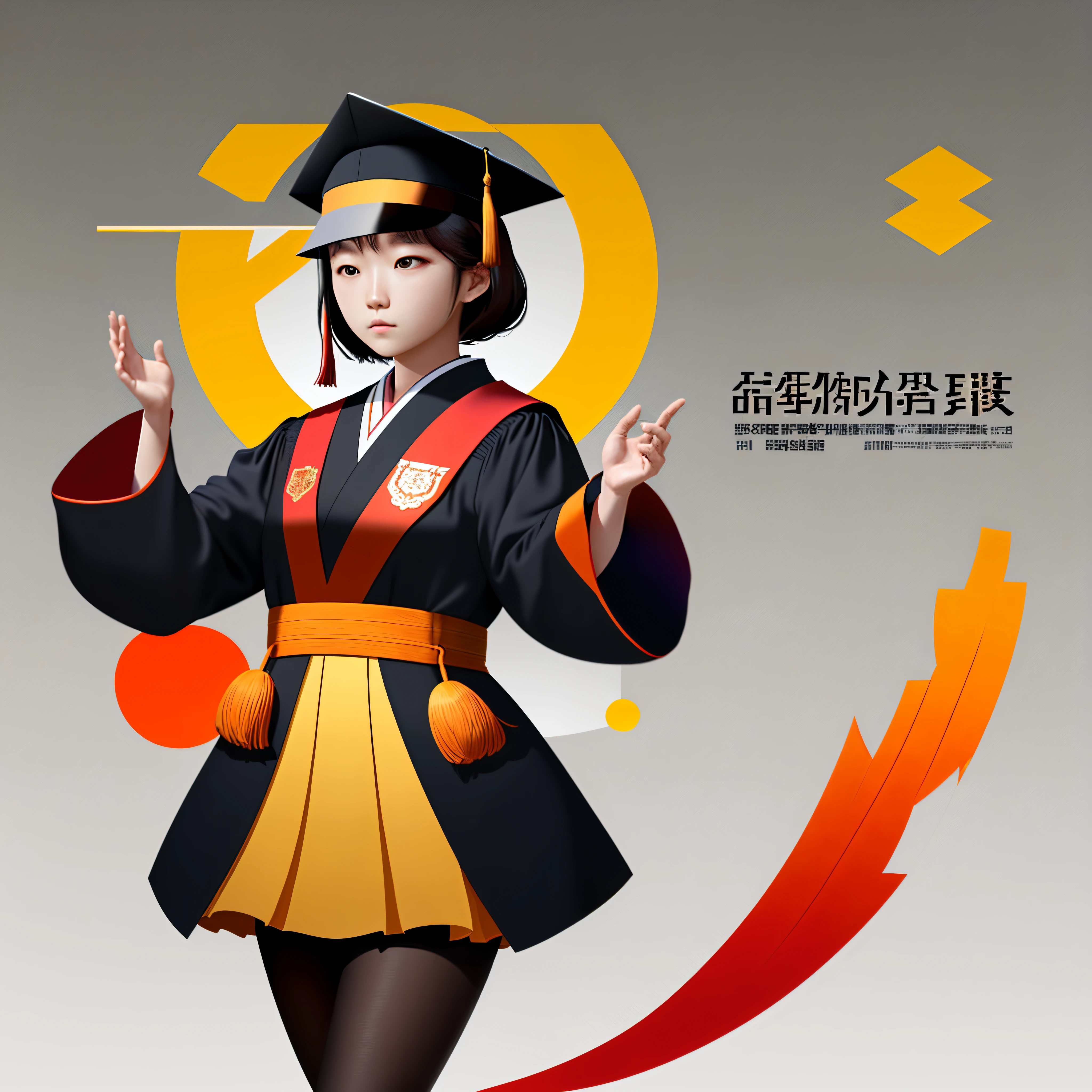 Adopting the design style of Japanese graphic designer Shiraki Masaru，Added the school logo of Shandong University of Arts，Graduation posters for art education students，Require beautiful pictures。Graduation poster content：Should be accompanied by a professional photo of yourself，Elements appearing in the design should be relevant to the profession。