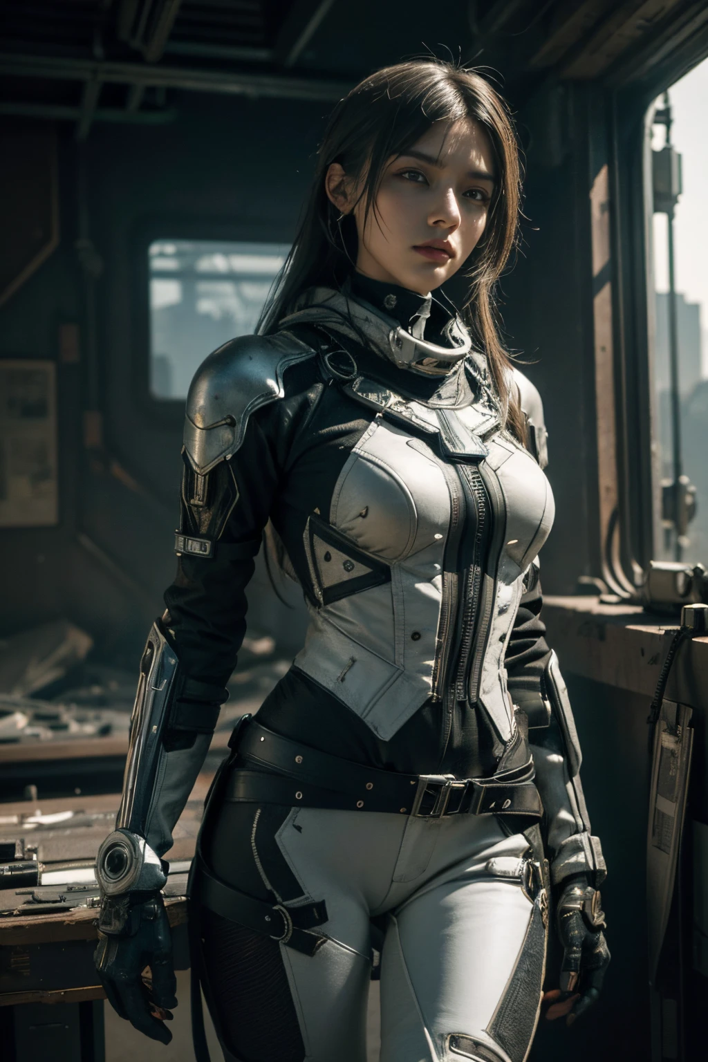 1 girl, cinematic light epic shot action pose beautiful model with half computer code body and half human in a combat zone, battlefied, universe made of mirror, Portal rupture in time, insanely detailed and intricate, lord of the ring concept art, backlight, JEDI, light saber,
 <lora:TWbabe8:0>