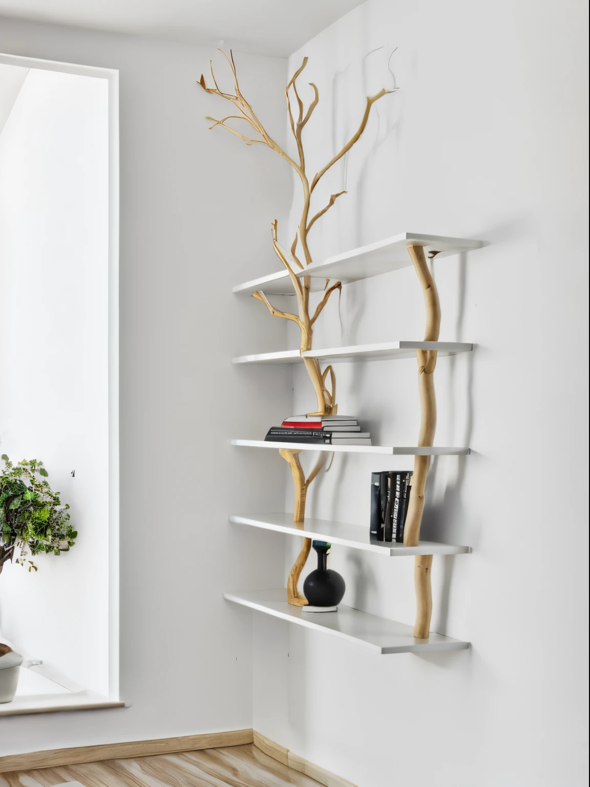 ((light white wooden table shelf)), straight view