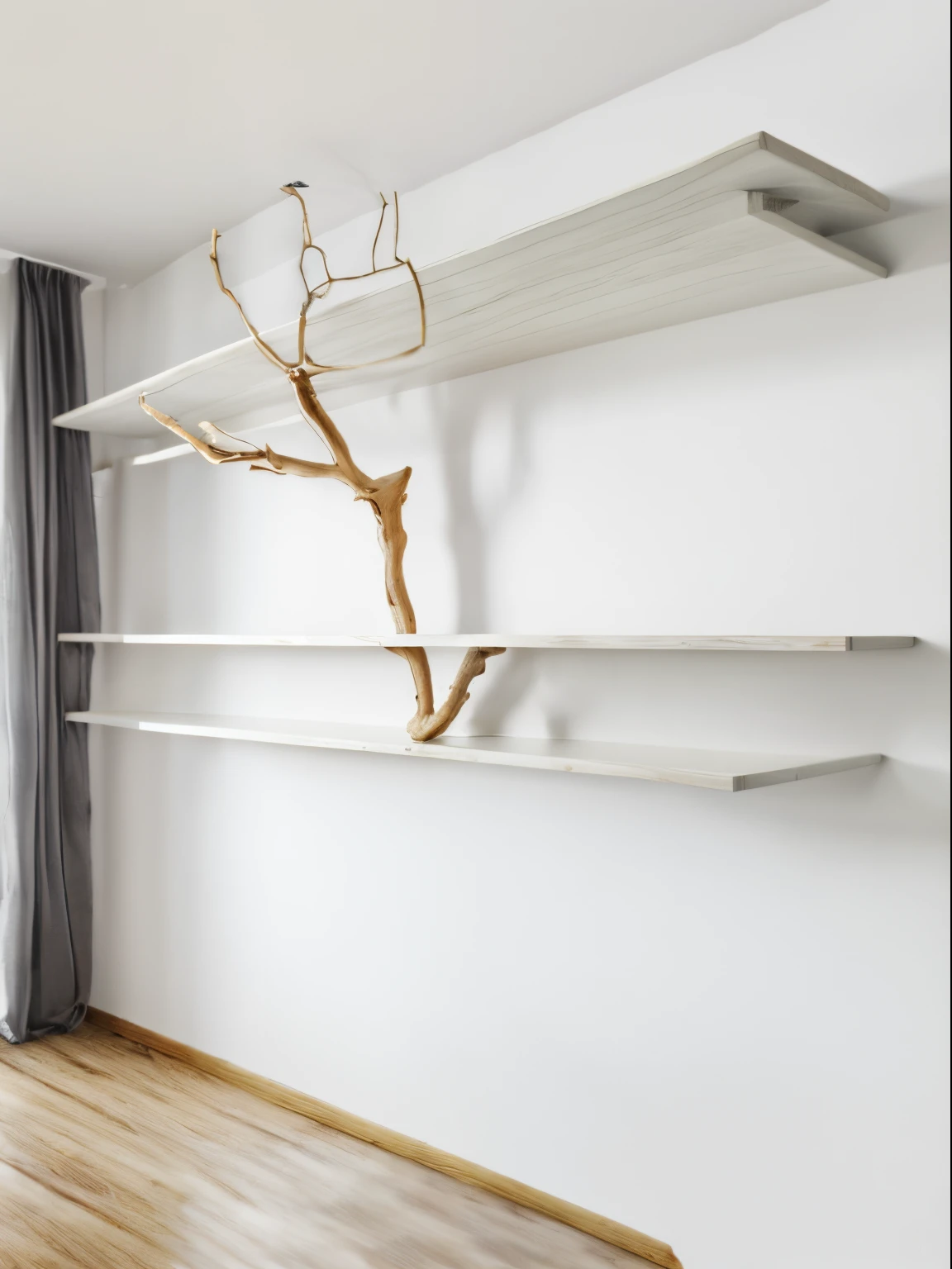 ((light white wooden table shelf)), straight view