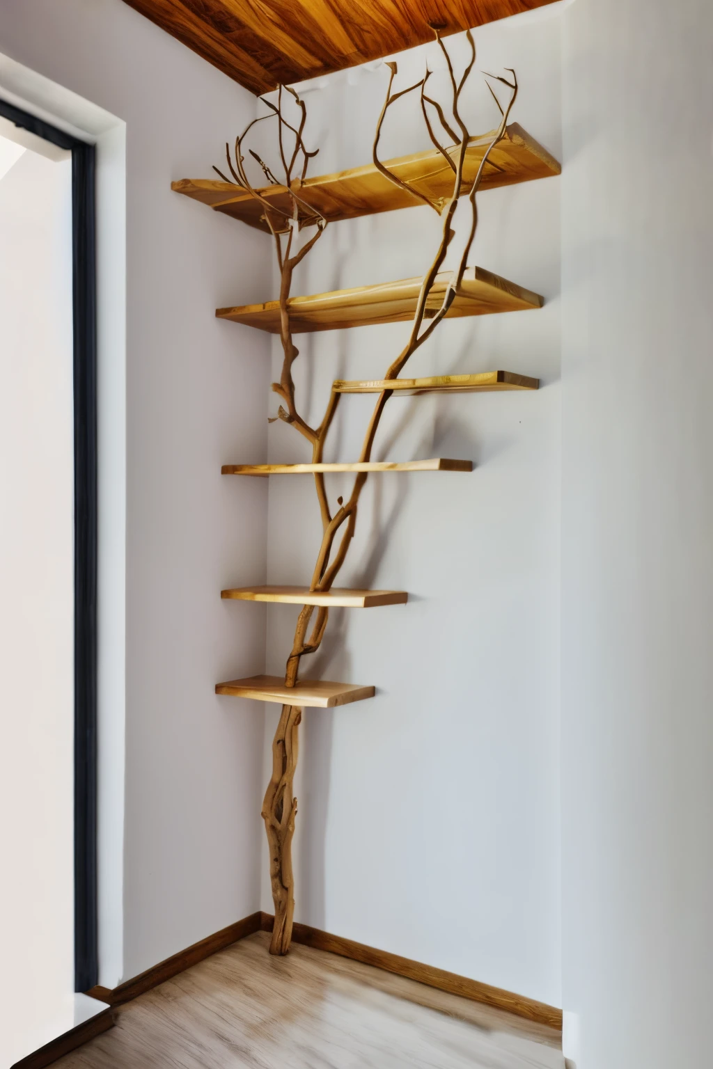 living room, light wooden table shelf