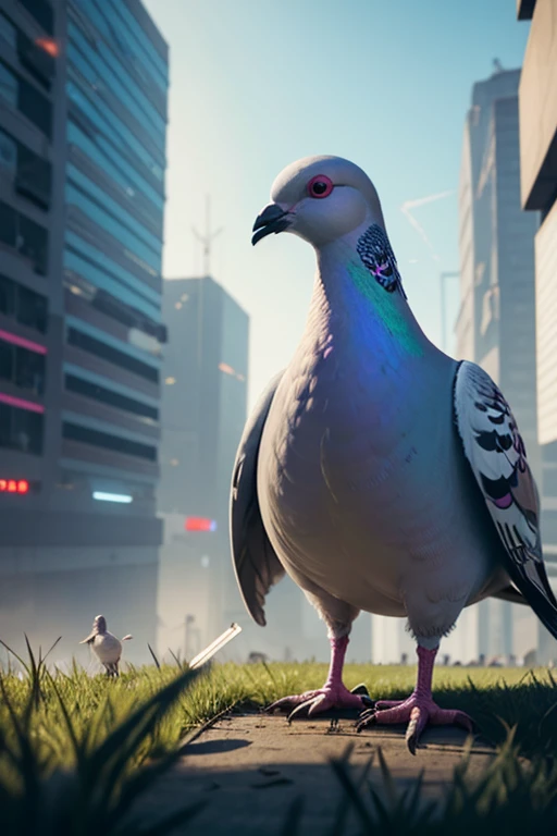 pigeon has been in a cyberpunk  dystopia smoking grass