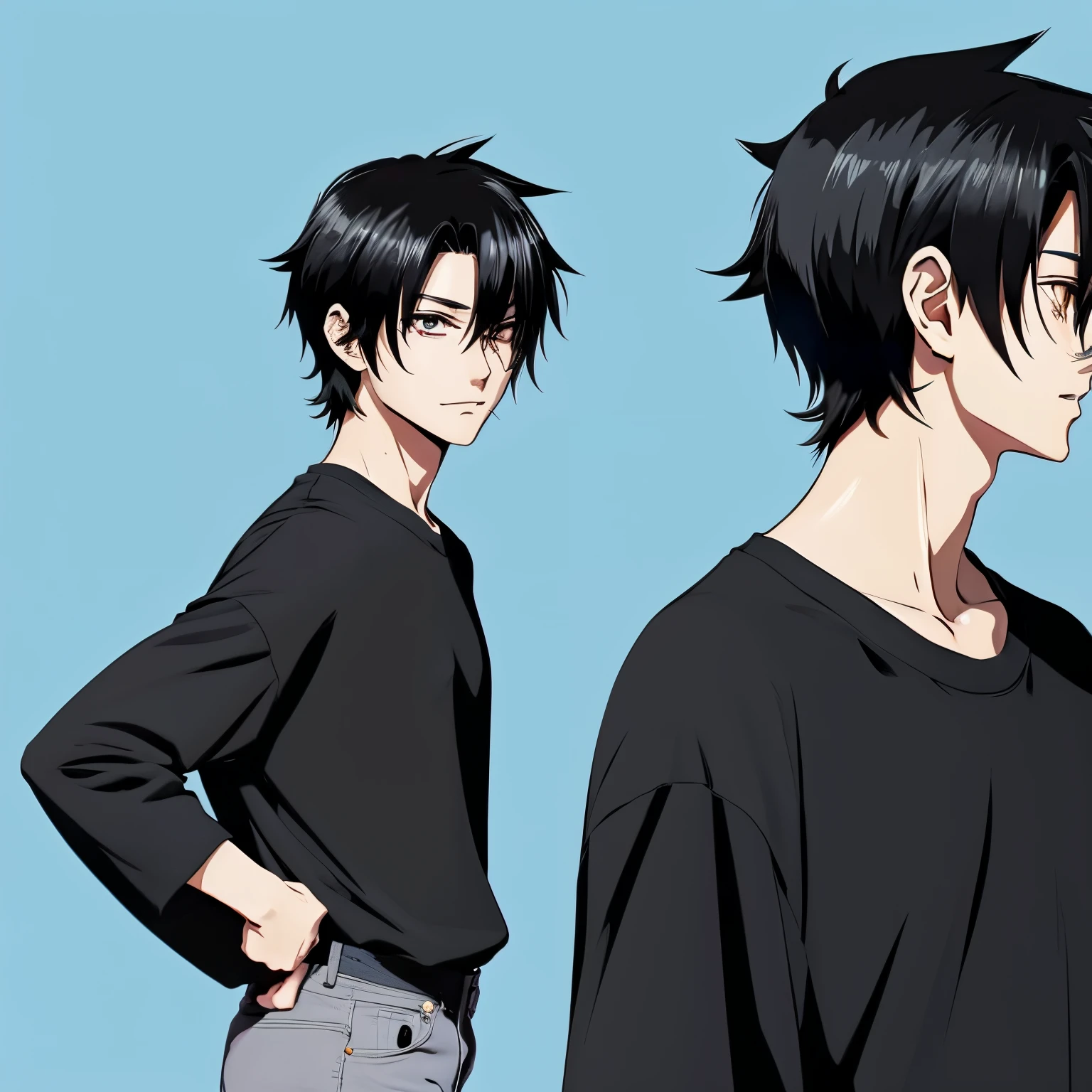 Anime-style cat-like older brother black hair