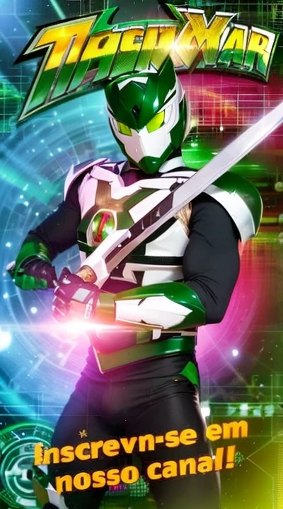 a poster of a man in green and white clothing holding a sword, Power Ranger Verde, Kamen Rider personagem, alta fantasia Kamen Rider, Fourze, Kamen Rider, kamen rider action pose, Tokusatsu, Kamen Rider fantasma, cyber japan armor, the secret seventh power ranger, armadura verde, cyber japan style armor, cyber fight armor, Koda Kazuma