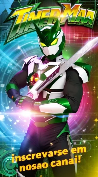 a poster of a man in green and white clothing holding a sword, Power Ranger Verde, Kamen Rider personagem, alta fantasia Kamen Rider, Fourze, Kamen Rider, kamen rider action pose, Tokusatsu, Kamen Rider fantasma, cyber japan armor, the secret seventh power ranger, armadura verde, cyber japan style armor, cyber fight armor, Koda Kazuma