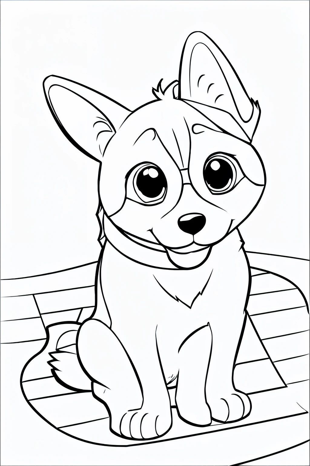 coloring page for kids, dog, cartoon style, row detail, no shading, thick line