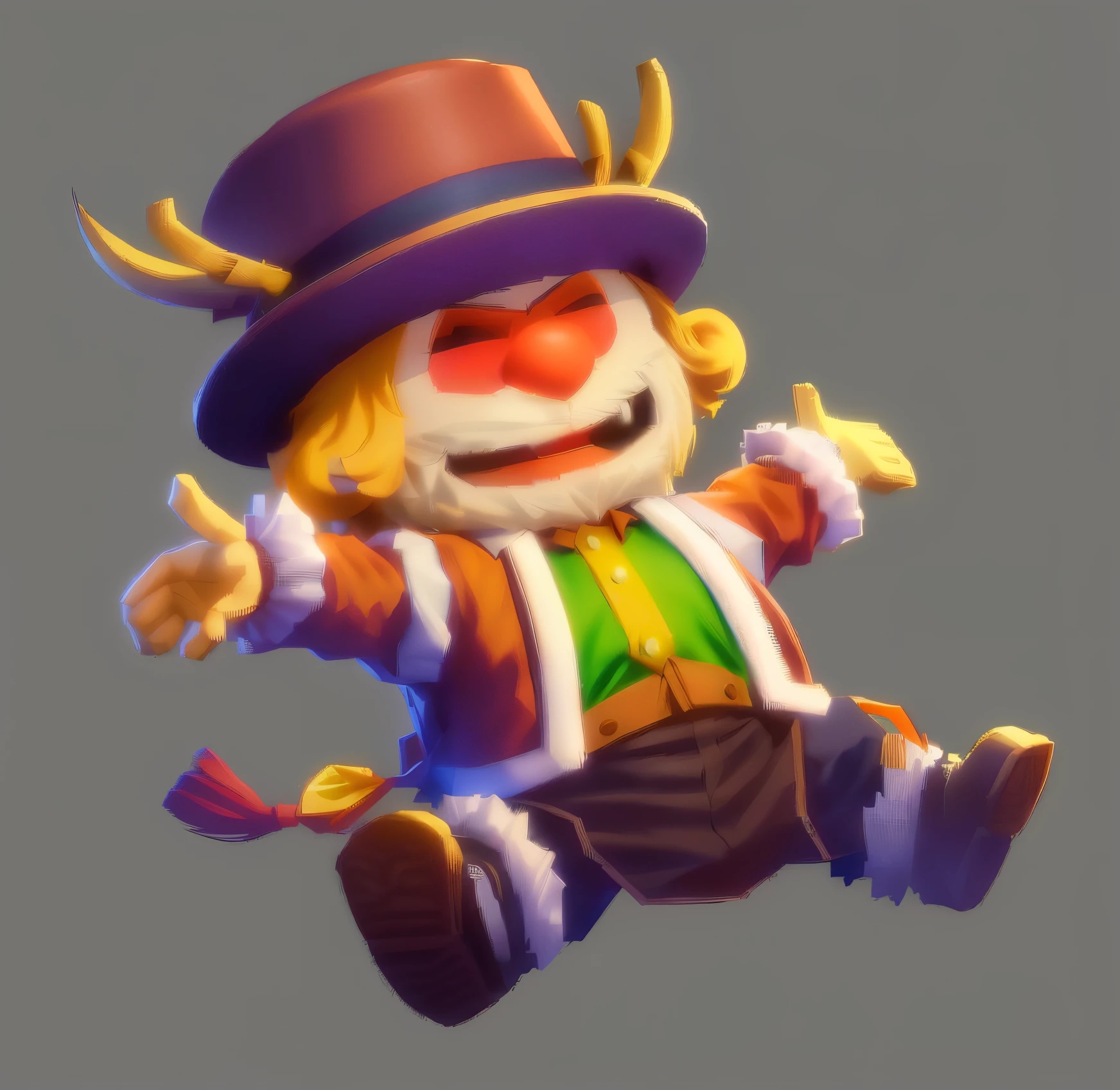 Character of a man wearing a hat and green shirt, cute core clown core, Characters in hats, playful peasant man, cute character, Hero 2D fansartartstation, 3D rendering official art, vaudeville, artistically, Extreme cases, 3d icon, danbooru and artstation, stylized 3d