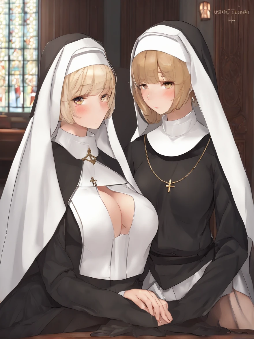 (1girl:1.5), masterpiece, best quality, best detail, best proportion, best anatomy, best face, blush, best shaped breasts, very large breasts, ((wearing nun's costume):1.4),  lowteen, ((half body shot):0.9), nsfw, in a confession room(background), shame, blush, topless:1.3, nipples:1.2, cum in pussy, very wet, spread her legs wide,