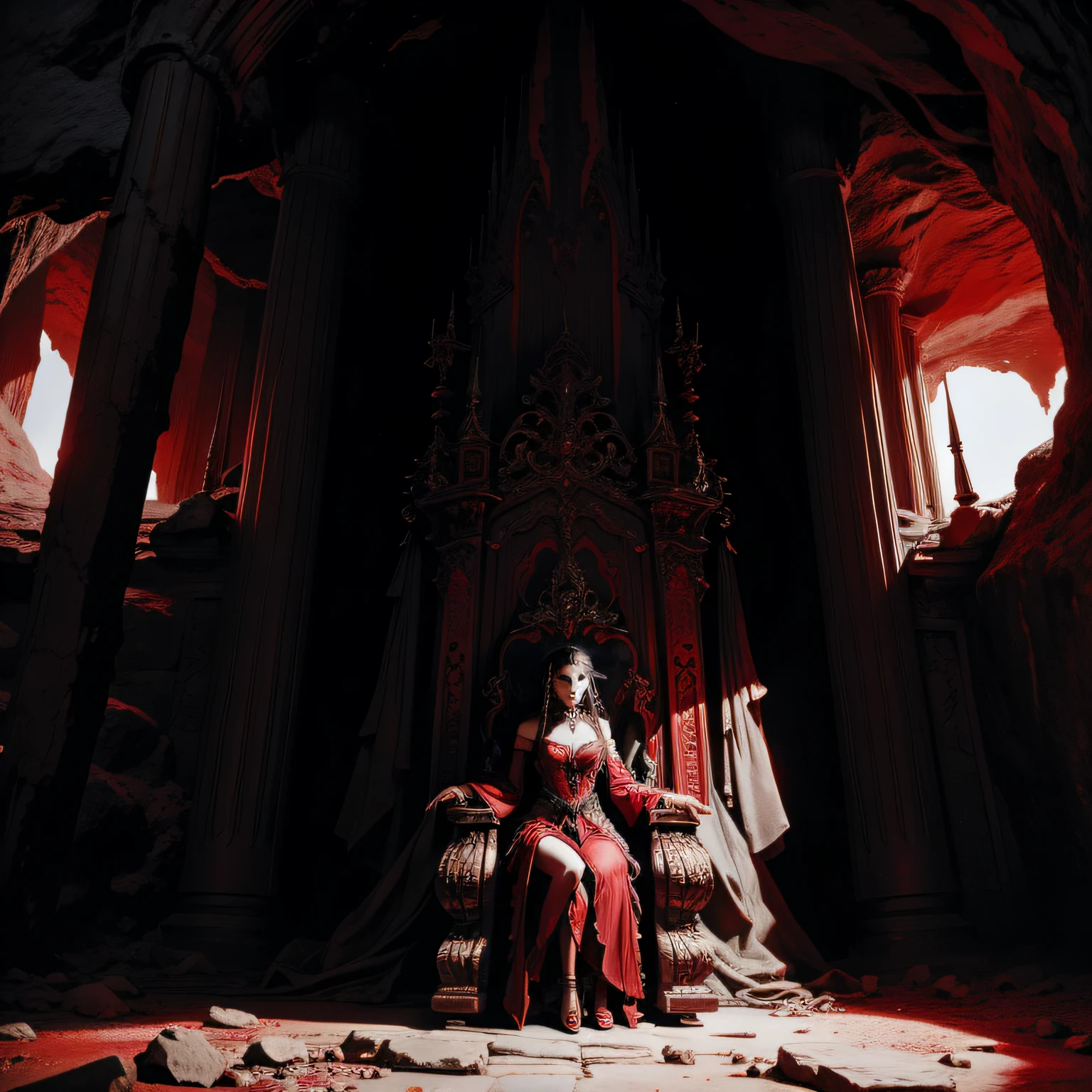 Cave of Horrors，A throne，black and red color scheme