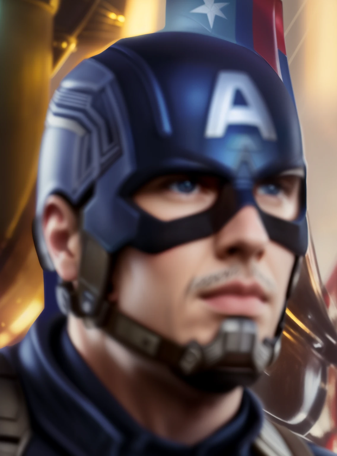 a close up of a man in a helmet, portrait of captain america, captain america, medium close - up ( mcu ), captain, winter soldier mask, chris evans , johnny depp as captain america, mcu, mcu style,chris evans as captain america, fan art, chris evans portrait, mcu photograph, portrait of chris evans, highly detailed, 1080p, 4k, disney plus, photography