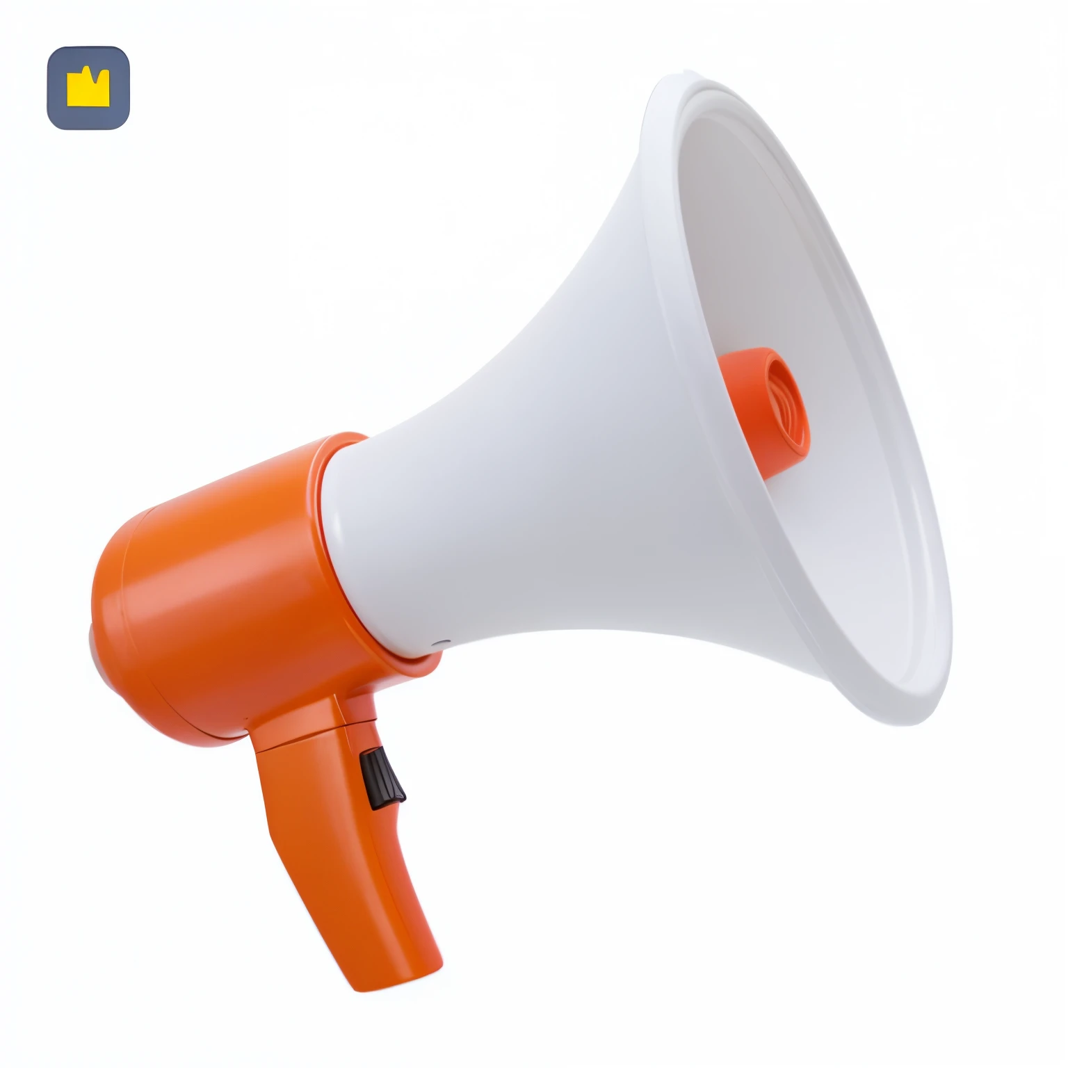 there  a white and orange megaphone on a white background, horn, single horn, shouting, speakers, have a call to action, speech, isolated on white background, marketing photo, loud, animal horn, large horns, winding horn, best on adobe stock, professional, against dark background, promotional, noisy, vocal, high quality product image”, top, 8k, sharp