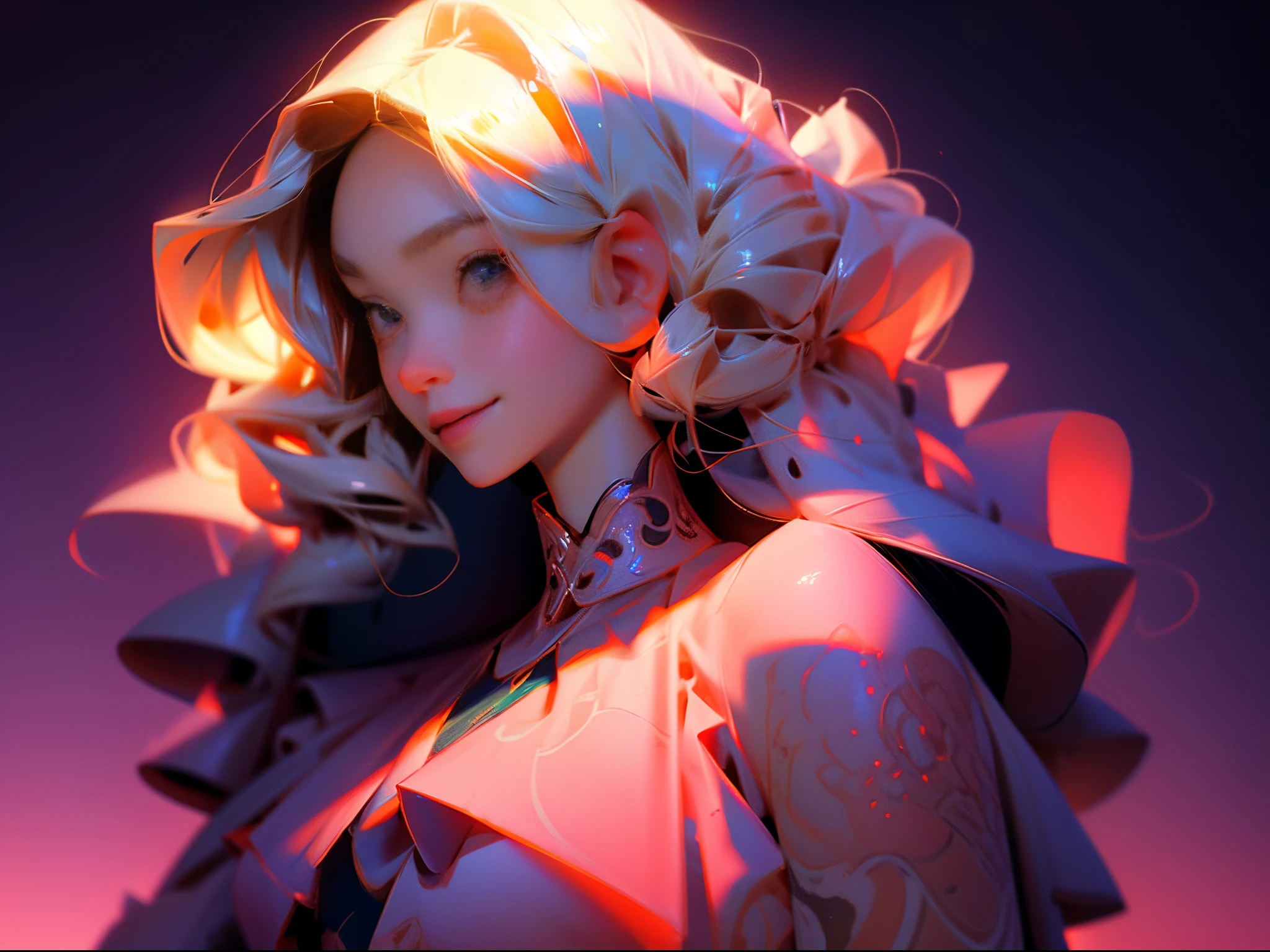 Best quality at best, tmasterpiece, 超高分辨率, force, 1个Giant Breast Girl, cropped shoulders, ssmile
