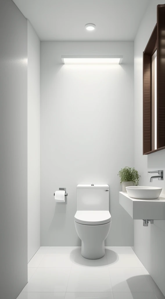 There a white toilet in the bathroom,There a plant in the corner, detailled image, The lines are clear and smooth, elegant harmony, elegant design, Smooth curvature design, ellegance, artistic pose, SleekDesign, quiet scene, White porcelain skin, Rich details, loo, siting on a toilet, gaming toilet, bright white porcelain