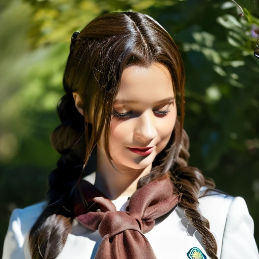 (best quality,4K,8K,hight resolution,Meisterwerk:1.2),Ultra-detailliert,(realistisch,fotorealistisch,fotorealistisch:1.37),Detaillierte Augen und Lippen,Kizi,stehen in ihrer Schuluniform in einem Klassenzimmer,Tafel im Hintergrund,Serious facial expressions,Herbstfarben,Sanftes Licht,Gestochen scharfer Fokus,Traditioneller Malstil,mittlere Pinselstriche,Akribische Liebe zum Detail,klassische Farben