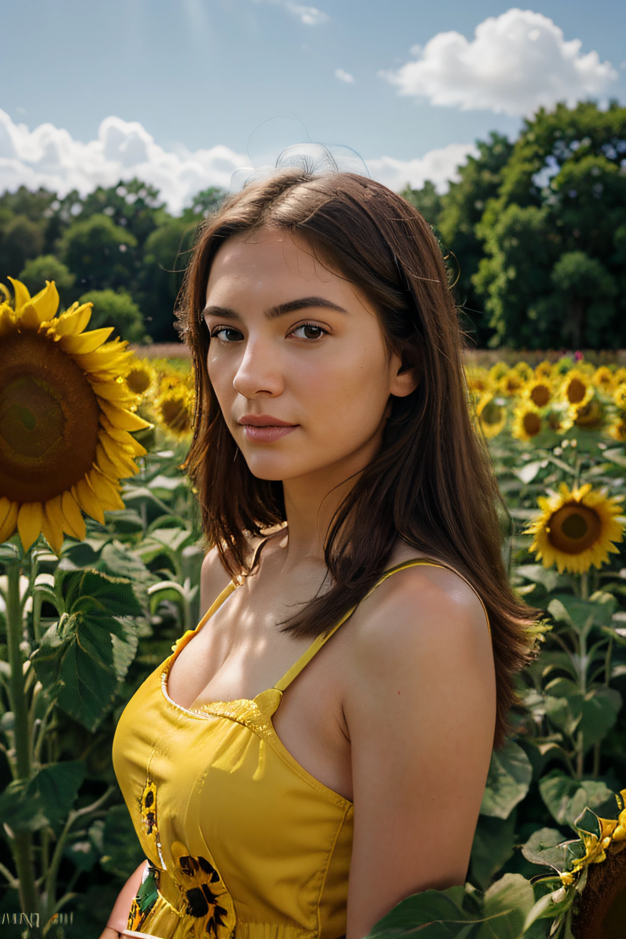 ((masterpiece, best quality))
<lora:DNorth:0.8>
DNorth, 1girl, solo, brown eyes, long hair, sitting in a sunflower field, smiling, sunlight