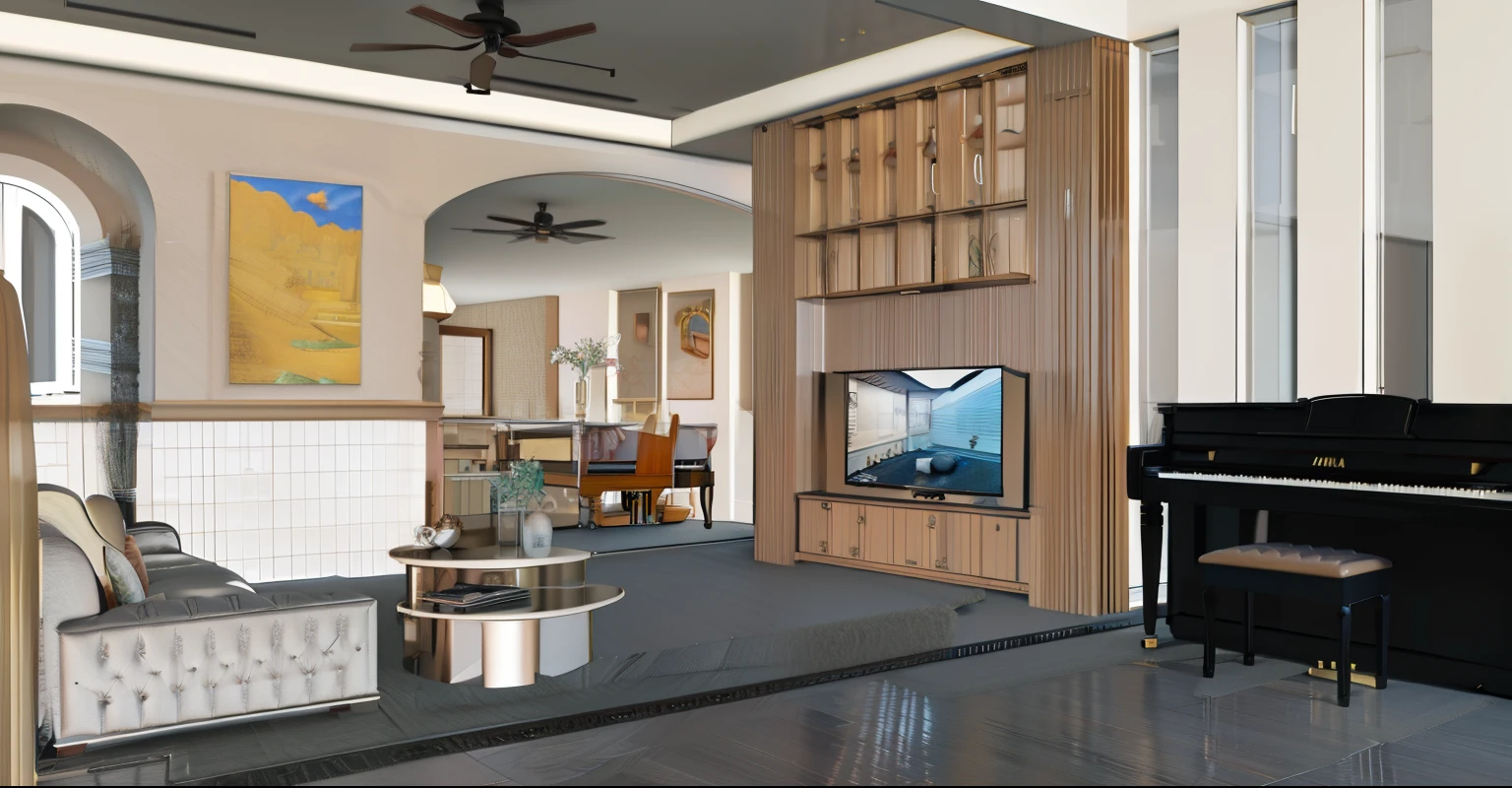 there a living room with a piano and a piano in it, interior living room, detailed rendering, interior of a living room, residential design, 3 d renders, living room interior, 3 d rendering, highly detailed interior, 3d rendering, house interior, detailed render, very detailed render, insanely detailed rendering, interior architecture view, fully detailed render, apartment design