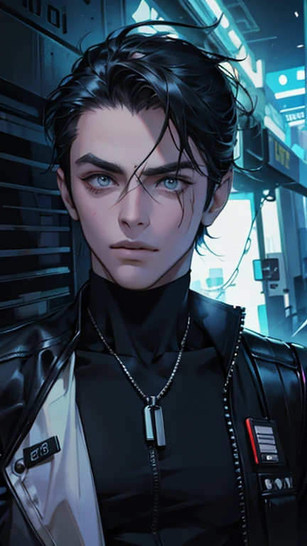 Change background cyberpunk handsome , Real face,