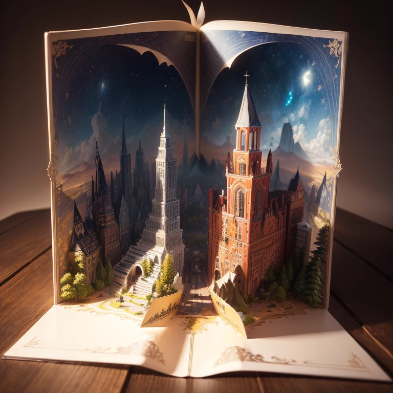 (Pop-up Books:1.5),(Scenery),(highly colorful, Best Quality, detaileds, masutepiece, offcial art, Cinematic lighting, 4K, Chiaroscuro)