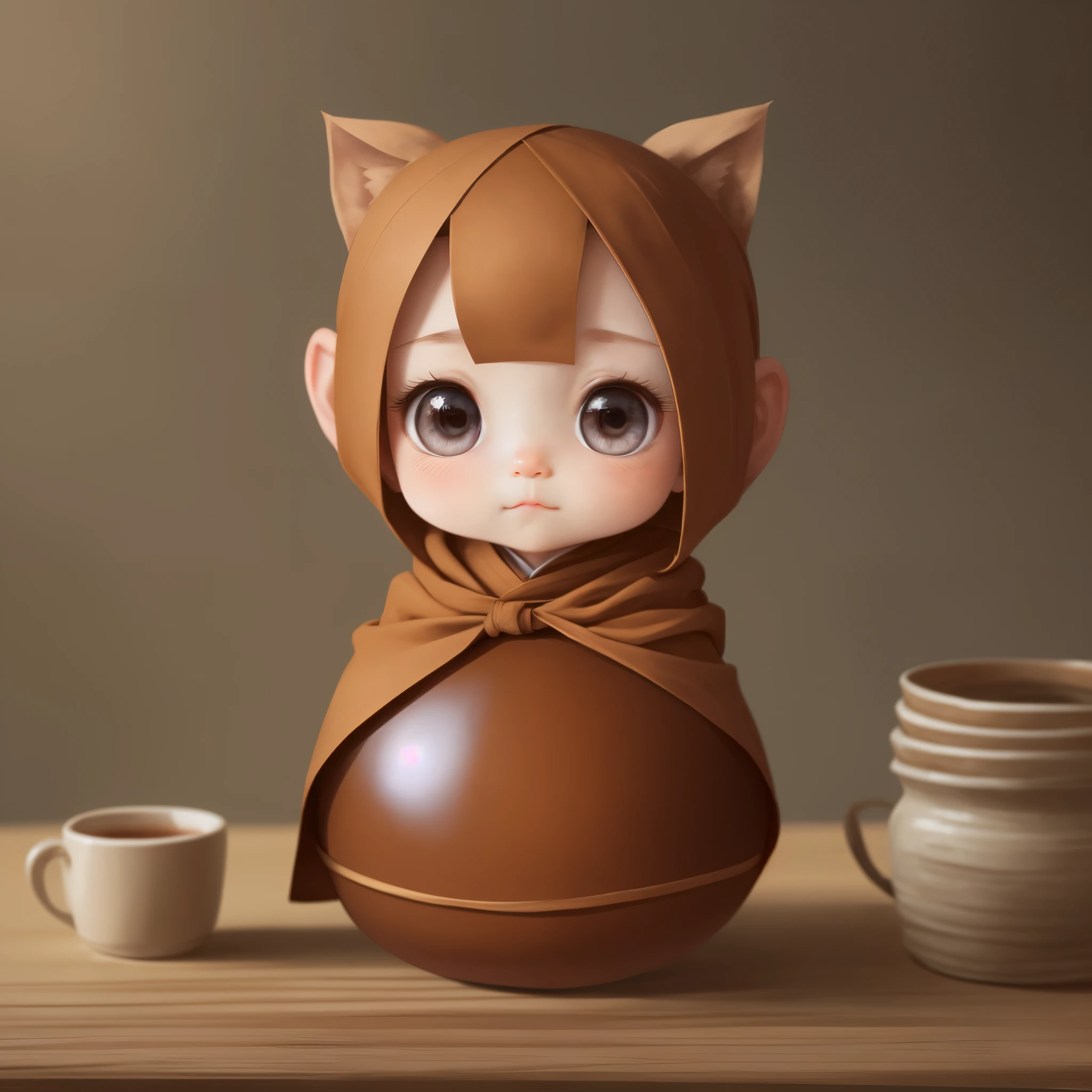 Please give me a picture of a little monk. I want it to be cute and round with double eyelids. People will love it when they see it. --auto --s2