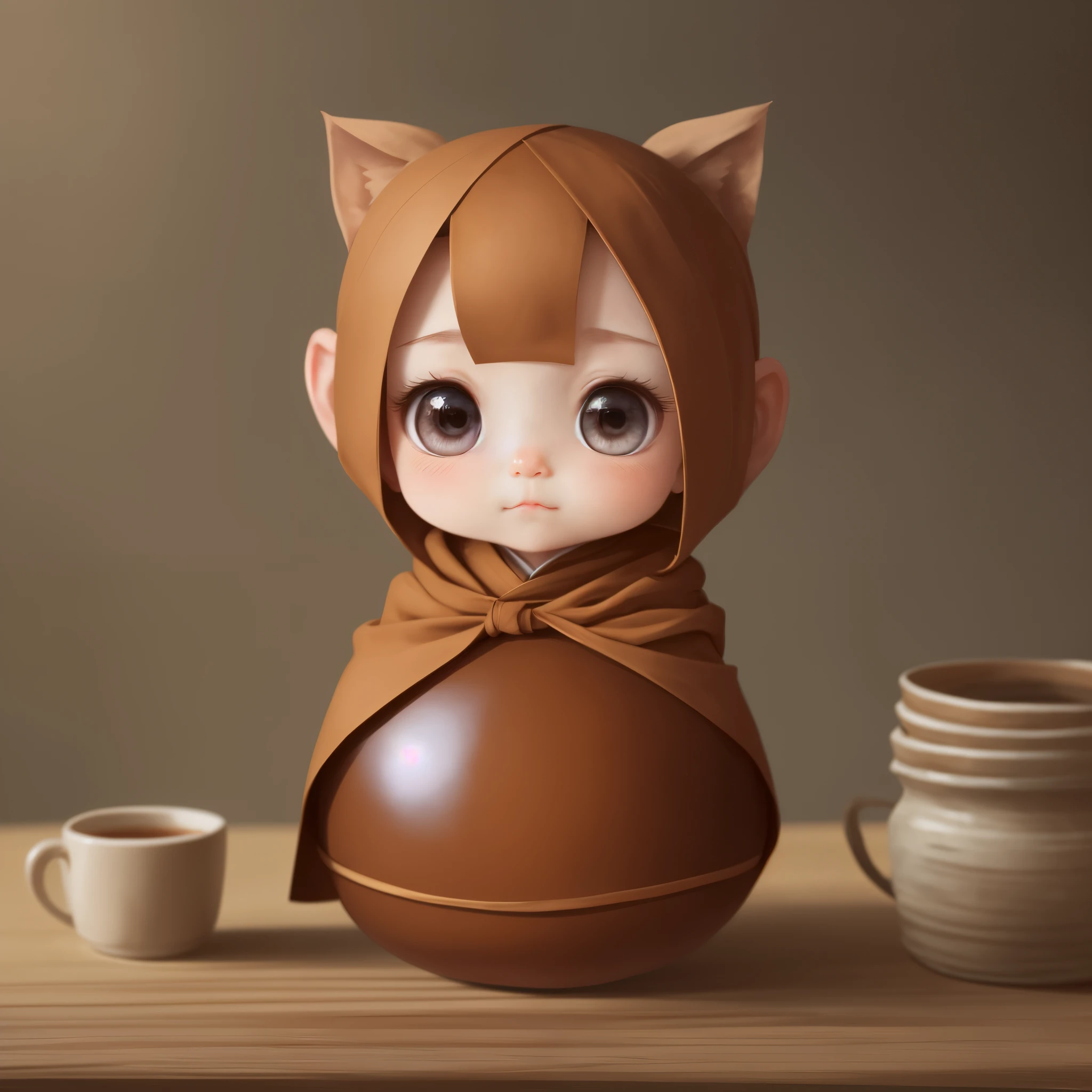 Please give me a picture of a little monk. I want it to be cute and round with double eyelids. People will love it when they see it. --auto --s2