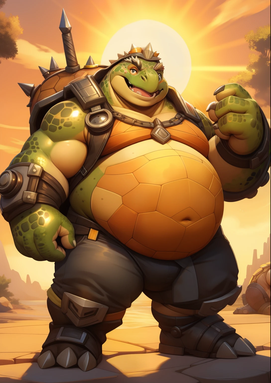 The correct body example has no organlack Gland Man,turtle,turtle belly,tortoise shell,chubbinesat minora,Lizard's ,turtle belly,tortoise shell,Upper body,victory pose,The erection,Blackware,black gland ballet belly, male people, Detailed pubic hair, A high resolution,and the sun was shining brightly, tmasterpiece,Excessive obesity,Obesity in the extremities,Lift your feet,roadhog