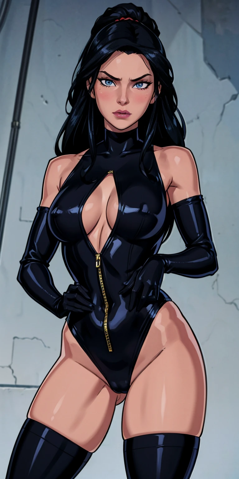 Hyper realistic super detailed sexy Yennefer detailed, expressions faciales sexy, seductive facial expressions, [:(Face detail: 1.4): 0.4], 16K resolution, 4k resolution, (Ventre plat parfait), (image couleur), BREAK I. Outfit: Yennefer exudes boldness and confidence in a sleek and form-fitting latex jumpsuit. The shiny material hugs her curves, emphasizing her powerful presence. The minimalist design of the jumpsuit, combined with its unique texture, creates a striking and avant-garde look. The daring choice of a latex ensemble reflects Soraya's fearless and boundary-pushing attitude towards fashion.
II. Body: Yennefer exudes a fierce and edgy vibe in her latex jumpsuit. Her confident demeanor and willingness to take fashion risks make her a trendsetter. She embraces her individuality and showcases her unique style, inspiring others to embrace their own fashion choices without fear of judgment.
III. Image: A captivating image capturing Yennefer's fearless and avant-garde style in her latex jumpsuit. Her confident stance and bold fashion choice make for a striking visual. The shiny material reflects light, adding a captivating element to the image. This picture showcases Yennefer as a fashion trailblazer, unafraid to break the mold and make a statement with her unique style. BREAK, looking at viewer, masterpiece, best quality, highly detailed, desire, blush, (Beautiful and detailed eyes description), (beautiful and detailed face), Perfect female body, (Best Quality), (ultra-detailliert), (masuter piece), (hight resolution), (Original), (the Extremely Detailed CG Unity 8K Wallpapers)
