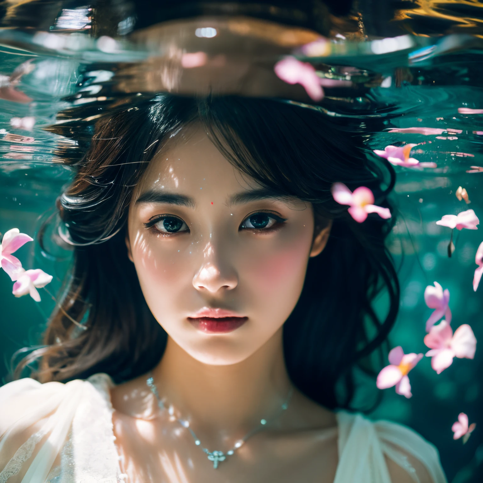 Photographed with Sony A6000　A beautiful woman turned into a fossil　angelicales　beautiful decadent sight、Gentle light、Water channels、subsurface、florals、krystal、Dark Fantasy