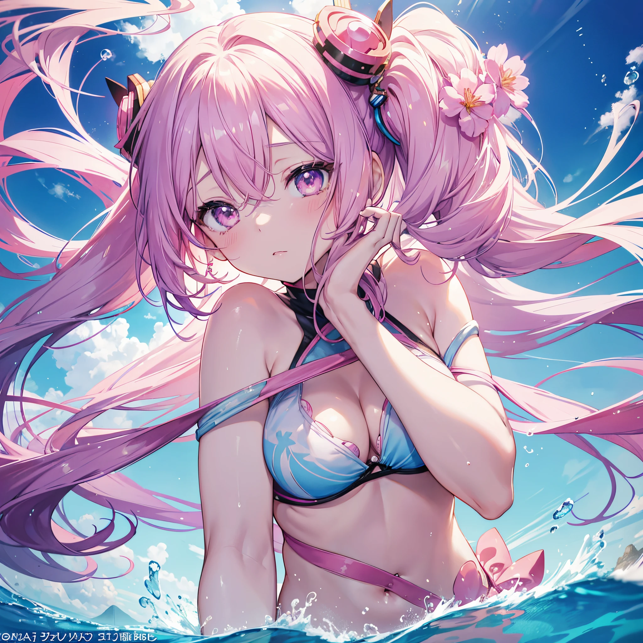 Anime girl in pink bikini underwater、Hands on the head, Beautiful anime girl, pretty anime girl, Beautiful anime, Cute anime girl, Beautiful Anime Portrait, beautiful anime woman, guweiz, beautiful anime artwork, Anime visuals of cute girls, charming anime girls, Seductive Anime Girl, 4k anime wallpaper, beautiful anime art　masutepiece