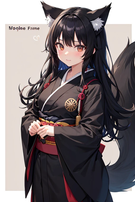 an anime weight with wolf orehas black black kimono hair