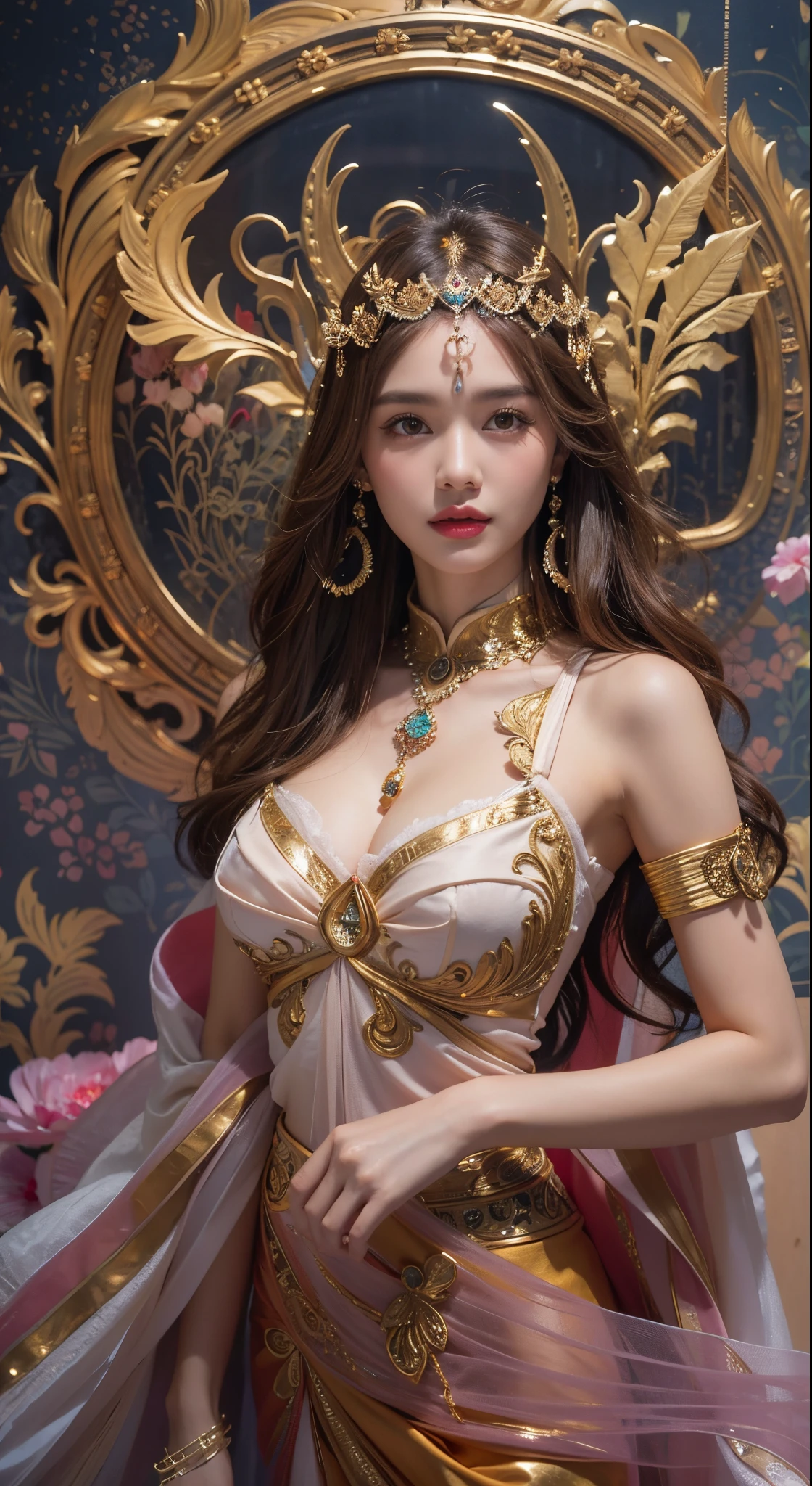 (heavy breasts)、top-quality、masterpiece、超A high resolution、(White Ragon Armor)、(((Colossal tits))),dragon armor、(((Detailed Micro Bikini))),(Wearing a beautiful crown made of jewels),(Photorealsitic:1.4)、Raw photo、1人、(((Random hair))、(((Take different poses)))、glowy skin、(((Chinese Dragon)))、Intricate and ornate hair ornaments、(Looks like a gorgeous jewelry necklace)、(Full Body Angle)、(Fight big dragons)、With a beautiful knife、(yellow metal bikini background))),、(falls)、ancient ruins cliff)、((super realistic details))、portlate、globalillumination、(sexypose)、Shadow、octan render、、8K、ultrasharp、Colossal tits、Raw skin exposed in the cleavage、metals、Details of complex ornaments、Japan details、highly intricate detail、Realistic light、CG Society Trenlow Eyes、Eyes shining towards the camera、Toostock、(Full Body Angle)、(veils)、