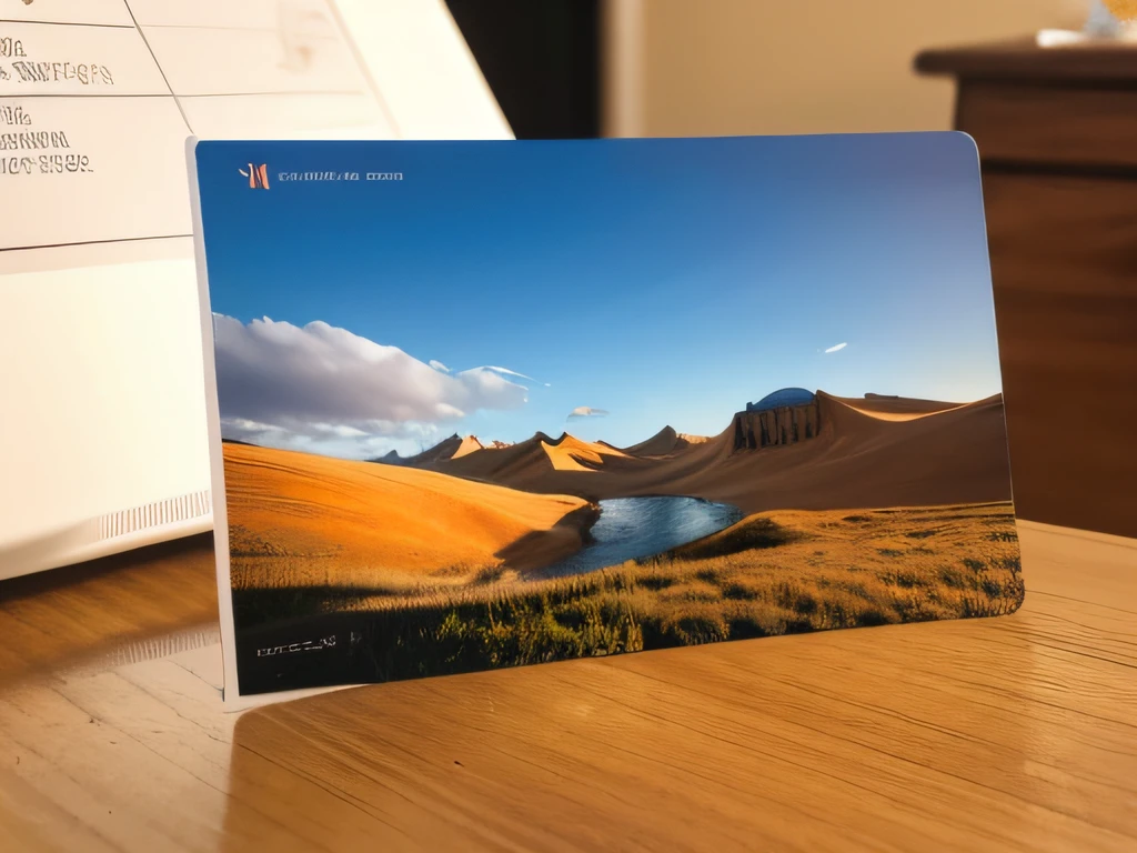 Close-up of postcard,On the desktop,Postcard art style, Detailed photography,tmasterpiece,
