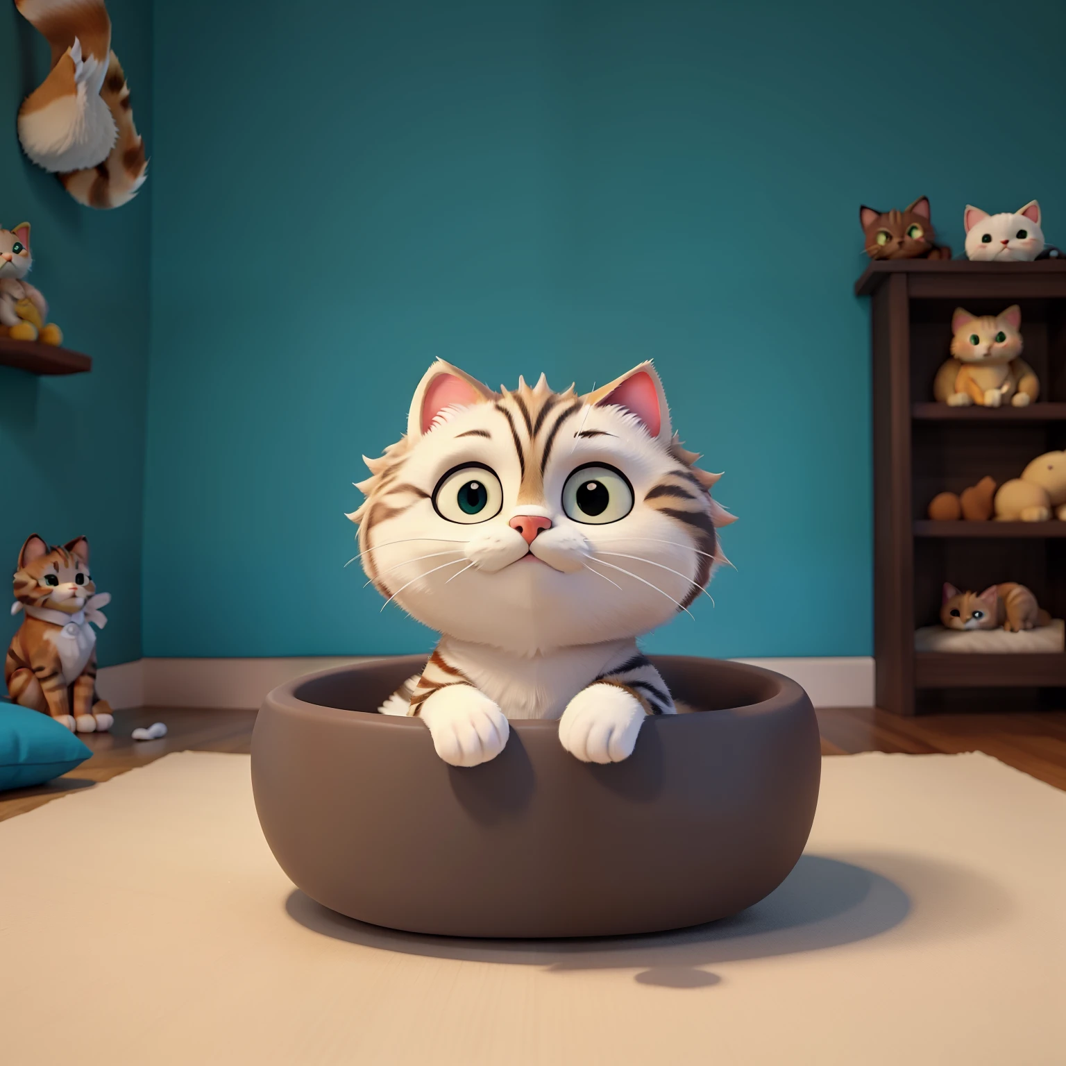 Gatinho fofo dormindo em cima de uma nuvem