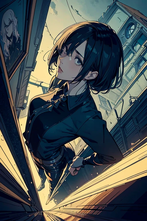 (masterpiece1), (high resolution), (top quality), (super delicate), ((A scene from a comic book)), ((confrontation)), ((line drawing cartoon style)), ((wallpaper)), ((Diverse angles)), Comic Style Illustrations, (drawing style), Outline warm color, eerie, horror factor, (outside), ((full body)), (wizard), (Distinctive hair style), (Creative accessories), (individualistic atmosphere), Eerie worldview, Suspicious atmosphere, dark fantasy, Fantasy Town, extra
