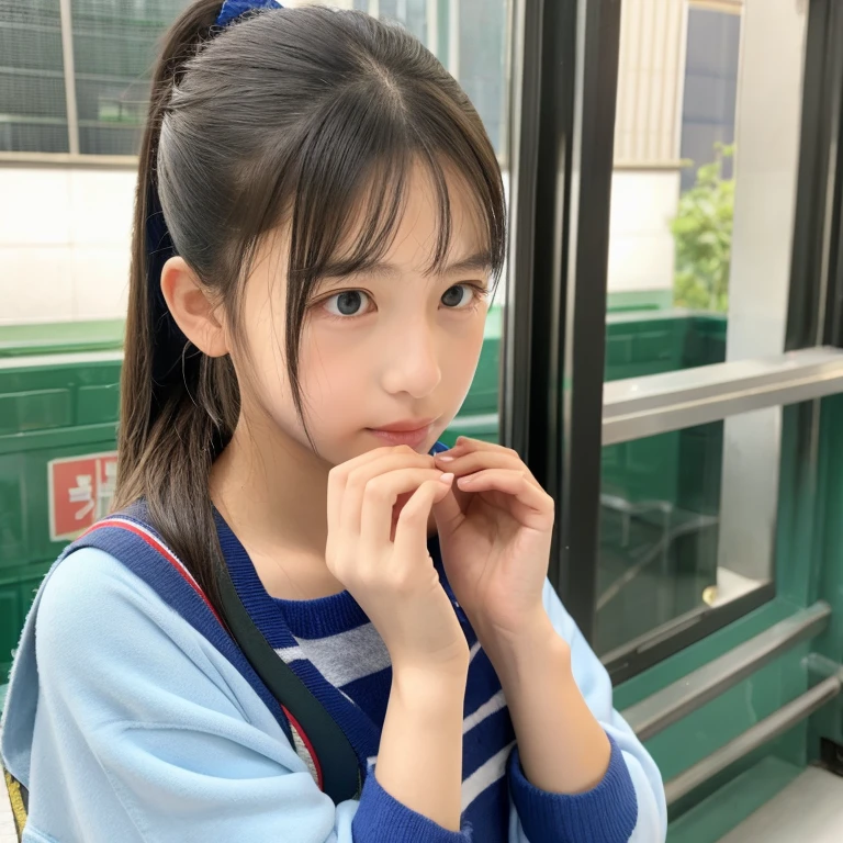 Two-dimensional middle school student lower body ponytail girl