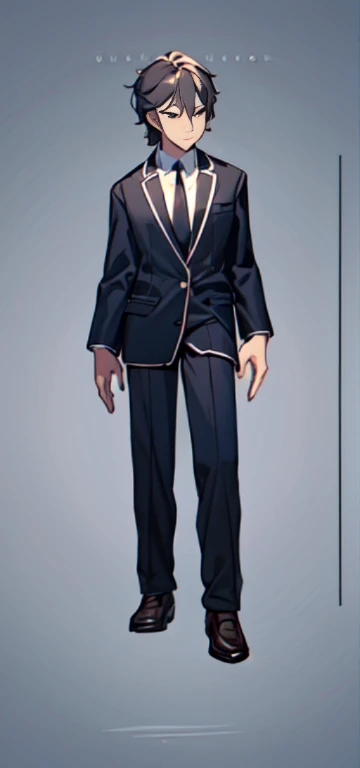 a close up of a cartoon character wearing a suit and tie, full body single character, magical school student uniform, single character full body, jk uniform, highly detailed full body, professor clothes, full body character, full body details, full body shot hyperdetailed, full body portrait of a short!, full body detailed, character full body portrait, fully body portrait