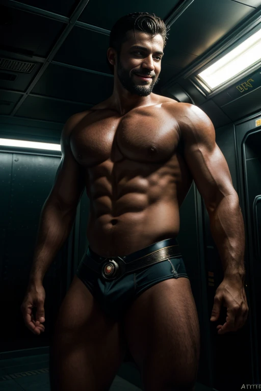 ((Trabalho de estreia masculino)), ((rosto lindo, masculo e forte)), de ((barba bem feita)), sem camisa, usando sunga couro sexy, ((corpo inteiro lascivo)), ((pernas bonitas e musculosas)) , ((corpo de beleza,)), ((deitado na cama de pernas abertas)), qualidade superior, Arte Oficial,great aesthetics:1.2), melhor qualidade, Ultra HD |, 32k Ultra, (Arte Fractal:1.3), Cores altamente detalhado, ((sexy villain)), sorriso suave, masculino e forte, Smooth expression, um sorriso, ((tiro de corpo inteiro)), luz dourada olhando para camera, ((In the background cidade celestial majestosa)), altamente detalhado, ultrarrealista, detalhes intrincado, melhor qualidade)), ((cinematiclight)), hiper realista, fantasia sombria, epic realistic,arte, ( HDR:1.5), hiper detalhado, (Artee station:1.5), cinemactic, luzes quentes, Efeito de Luz, dramatic light, (detalhes intrincados:1.1)