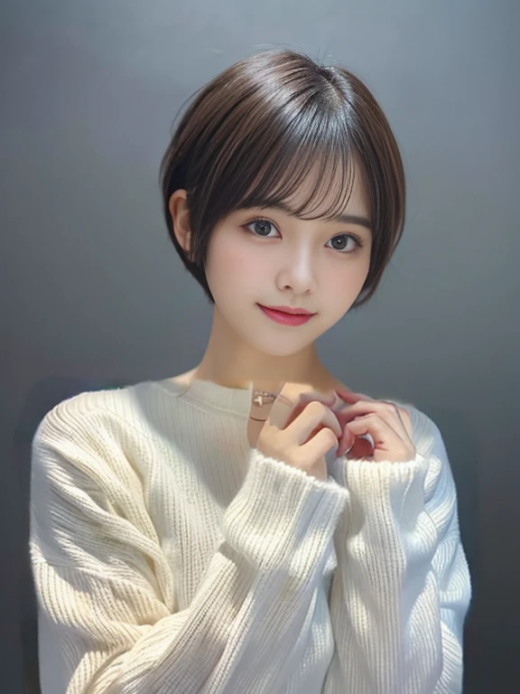 White knitted sweater、long-sleeve