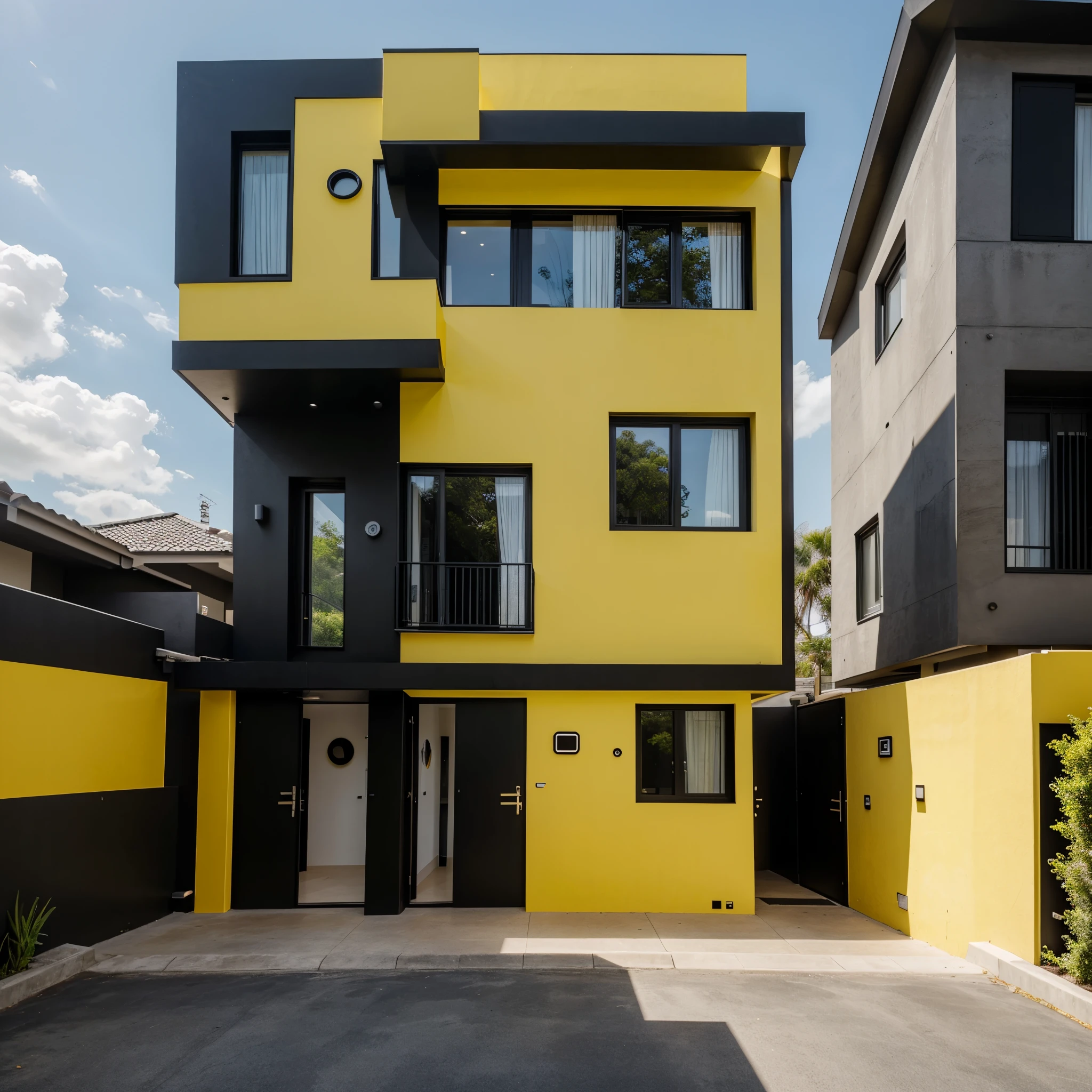 Futurist residential villa house Black and yellow