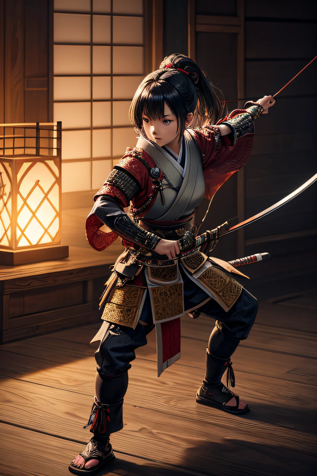 young japanese girl, samurai archer, evil look,,combat stance, wielding a crossbow, highly detailed, full body view, vibrant appearance, creative behavior, extremly detailed, imaginative, sensual, spontaneous, highest quality, skin texture, intricate details, (cinematic lighting), RAW photo, 8k, masterpiece,best quality,ultra-detailed,very detailed illustrations,extremely detailed,intricate details,highres,super complex details,extremely detailed 8k cg wallpaper,