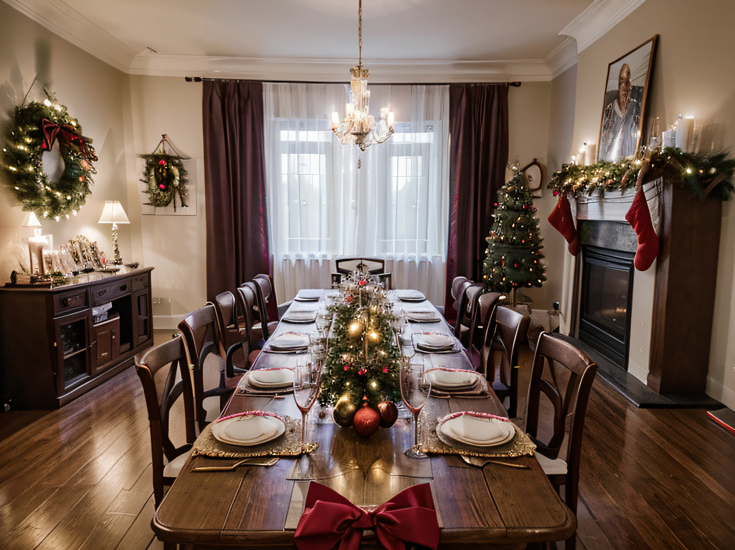 christmas table, cinematic color, camara nikon Z9 lente 50mm arte